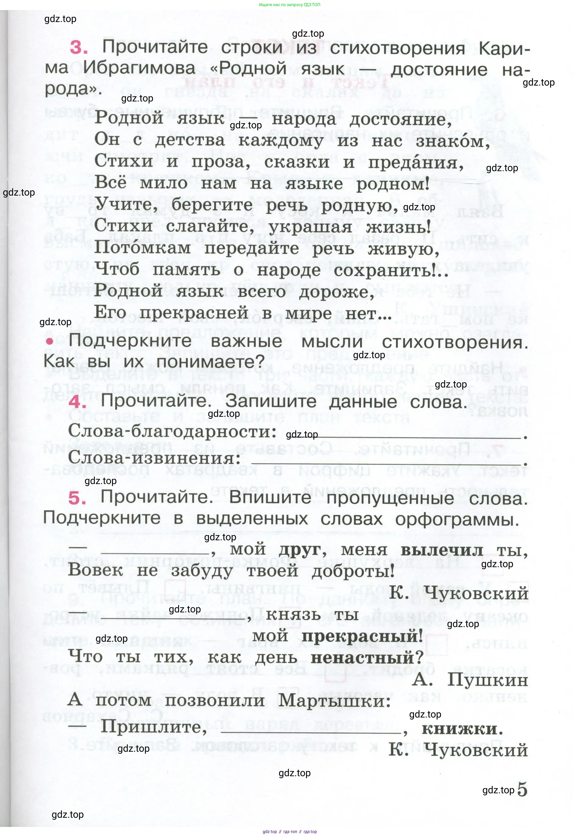 ГДЗ Русский язык, 4 класс рабочая тетрадь, автор: Канакина Валентина Павловна, издательство Просвещение, Москва, 2023, белого цвета, Часть 1, страница 5