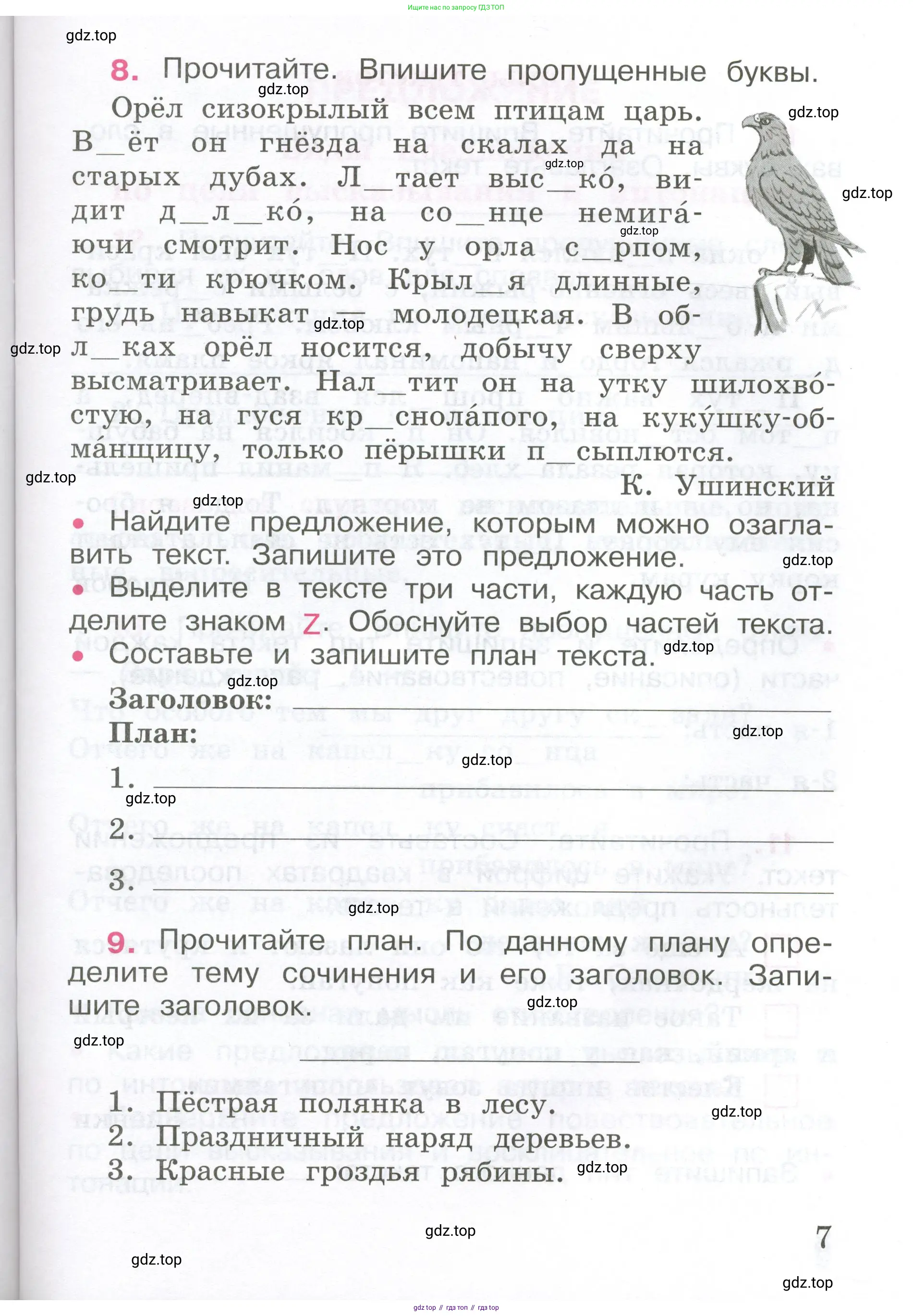 ГДЗ Русский язык, 4 класс рабочая тетрадь, автор: Канакина Валентина Павловна, издательство Просвещение, Москва, 2023, белого цвета, Часть 1, страница 7