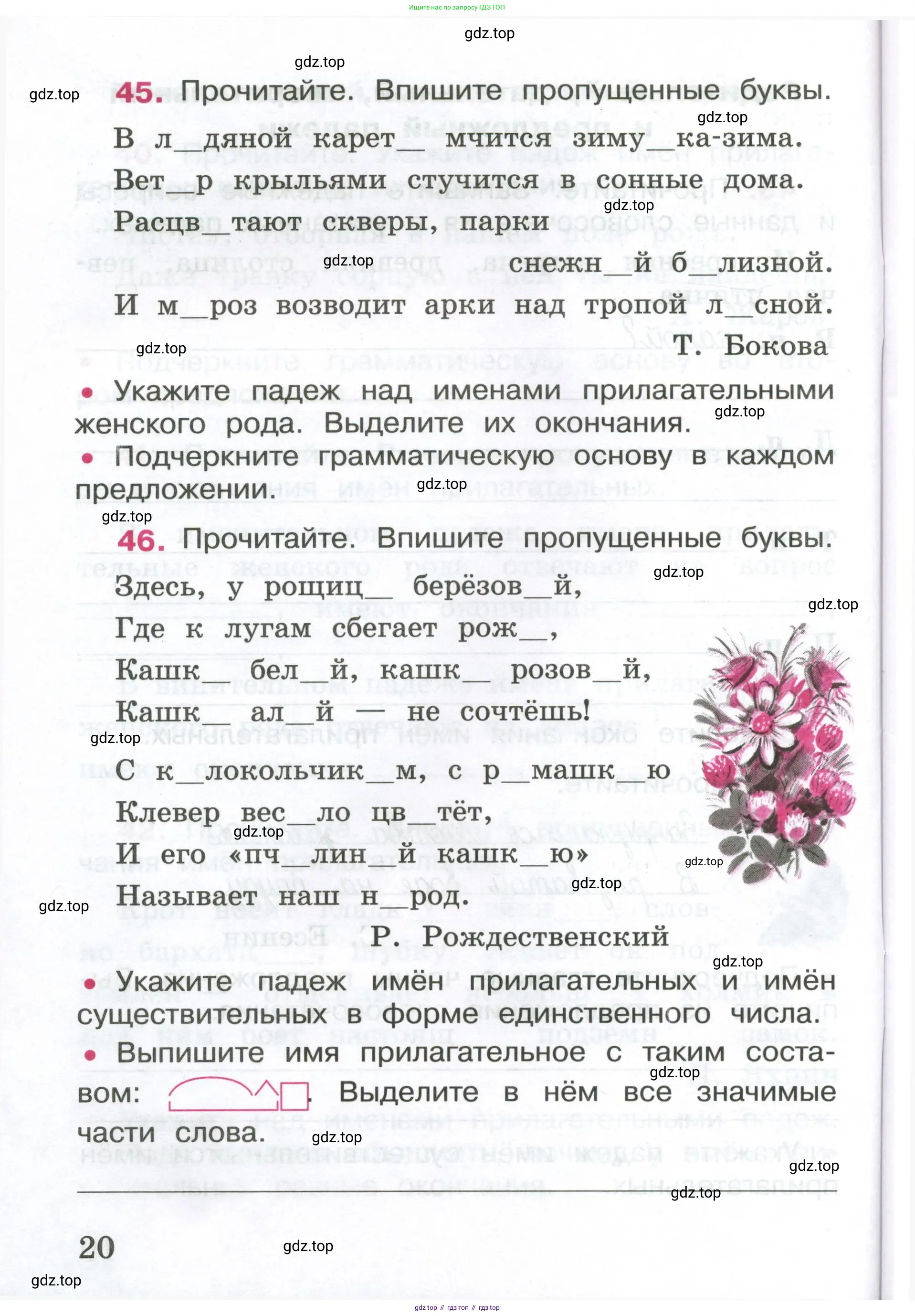 ГДЗ Русский язык, 4 класс рабочая тетрадь, автор: Канакина Валентина Павловна, издательство Просвещение, Москва, 2023, белого цвета, Часть 1, страница 20