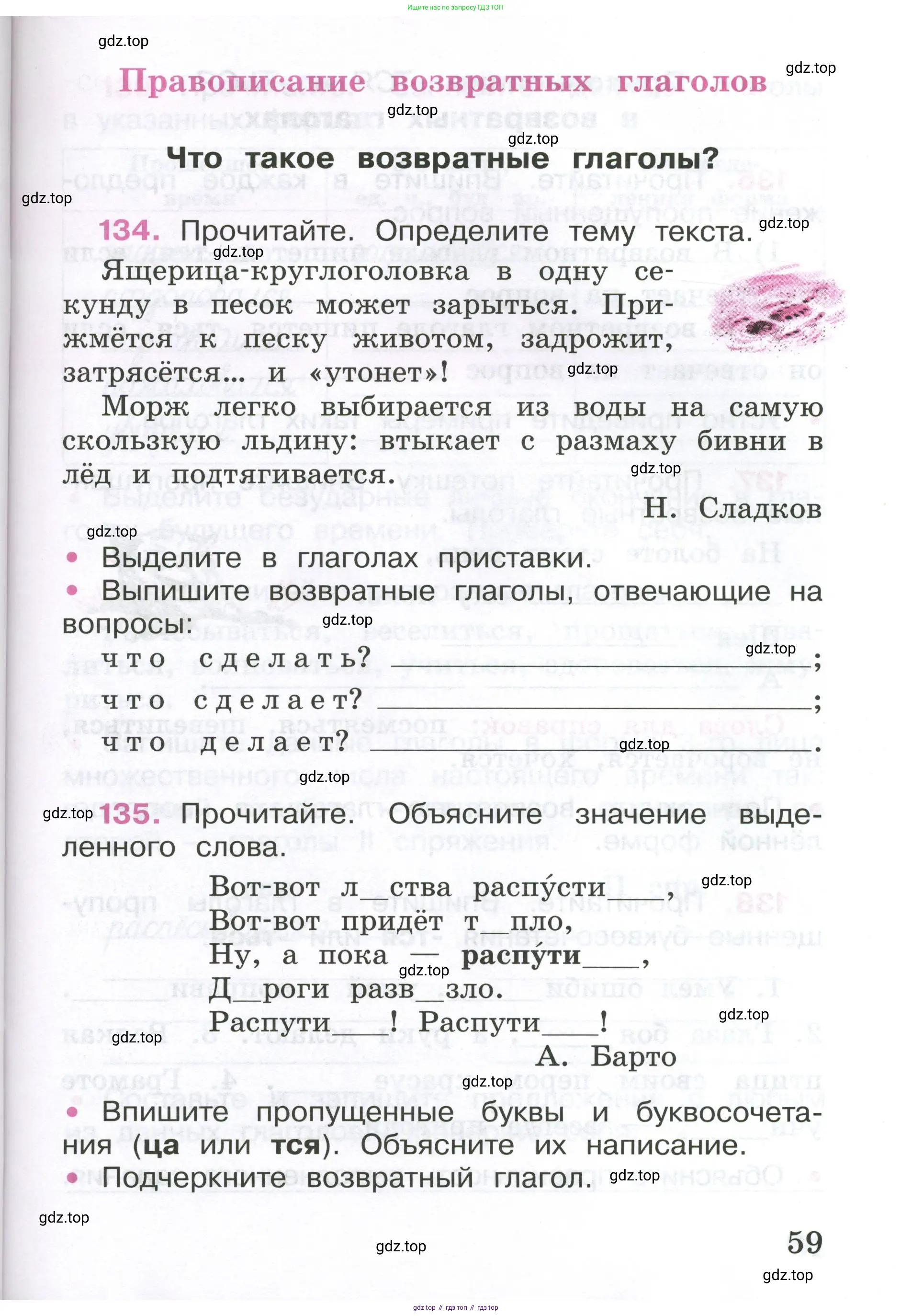 ГДЗ Русский язык, 4 класс рабочая тетрадь, автор: Канакина Валентина Павловна, издательство Просвещение, Москва, 2023, белого цвета, Часть 1, страница 59