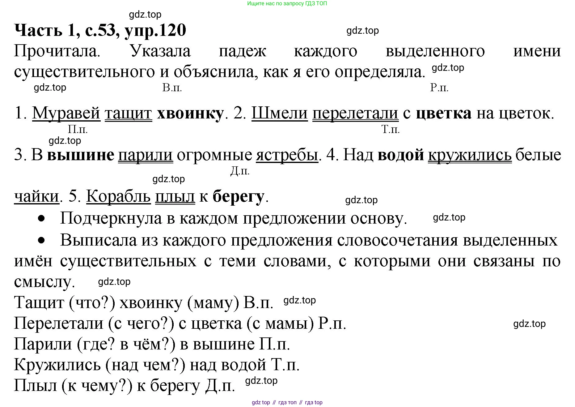 ГДЗ Русский язык, 4 класс рабочая тетрадь, автор: Канакина Валентина Павловна, издательство Просвещение, Москва, 2023, белого цвета, Часть 1, страница 53, номер 120, Решение