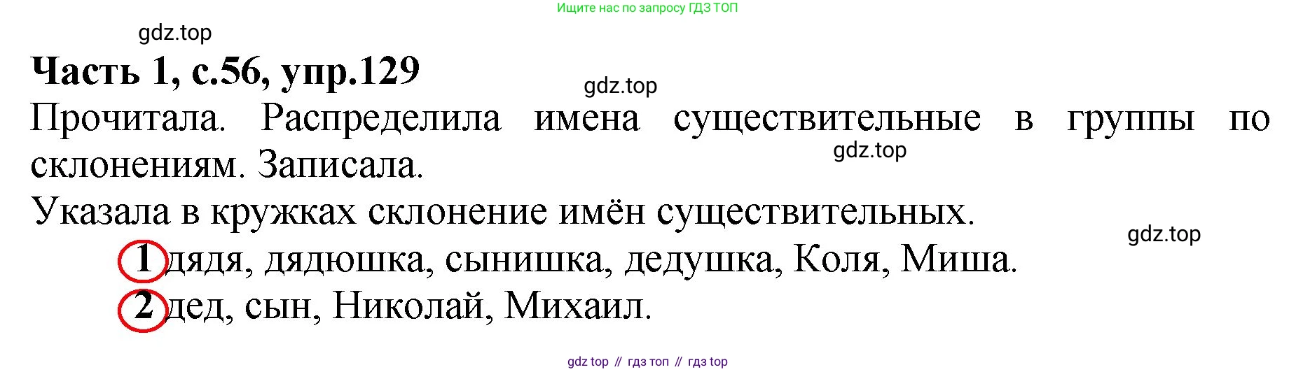 ГДЗ Русский язык, 4 класс рабочая тетрадь, автор: Канакина Валентина Павловна, издательство Просвещение, Москва, 2023, белого цвета, Часть 1, страница 56, номер 129, Решение