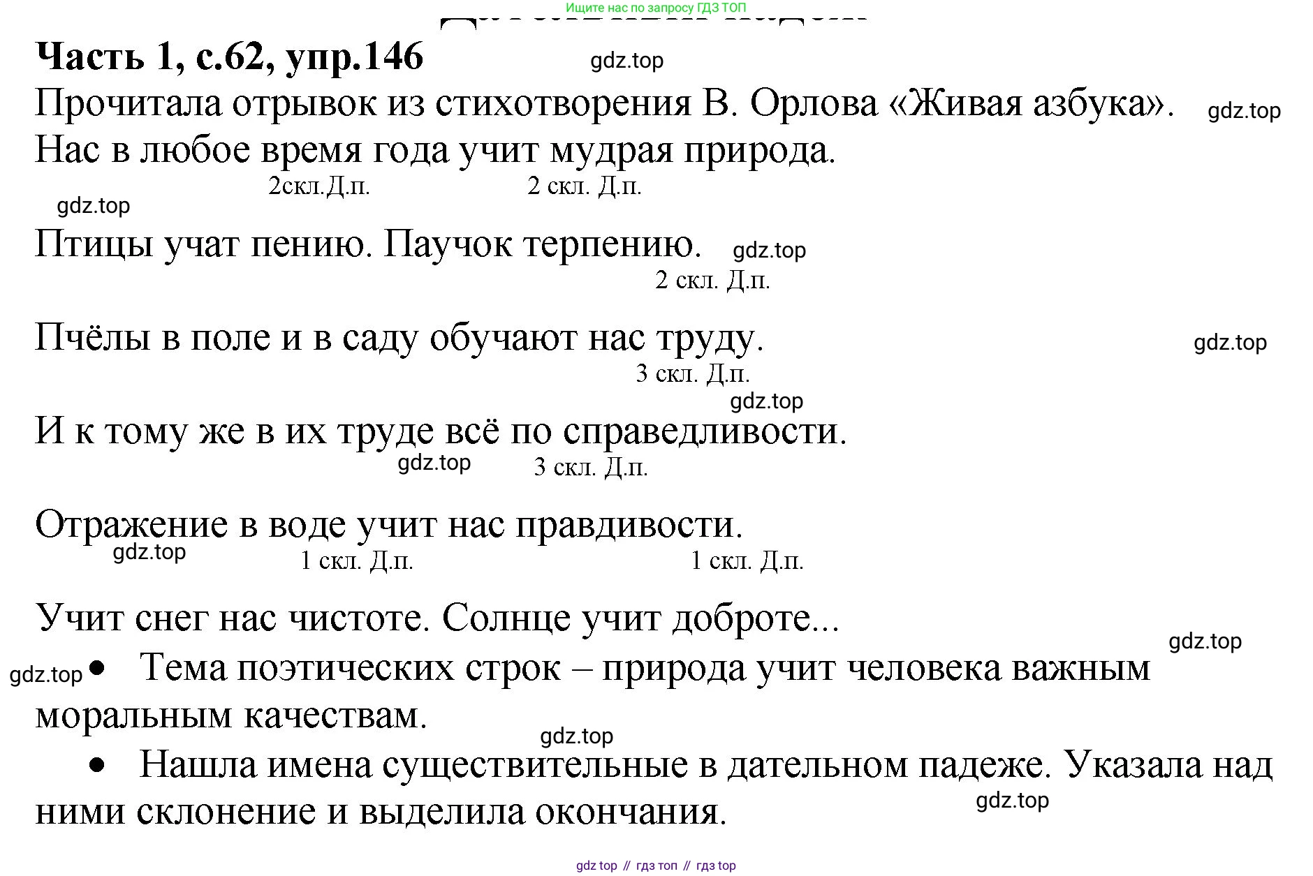 ГДЗ Русский язык, 4 класс рабочая тетрадь, автор: Канакина Валентина Павловна, издательство Просвещение, Москва, 2023, белого цвета, Часть 1, страница 62, номер 146, Решение