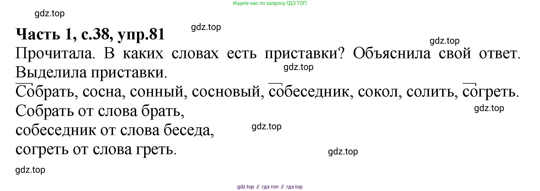 ГДЗ Русский язык, 4 класс рабочая тетрадь, автор: Канакина Валентина Павловна, издательство Просвещение, Москва, 2023, белого цвета, Часть 1, страница 38, номер 81, Решение