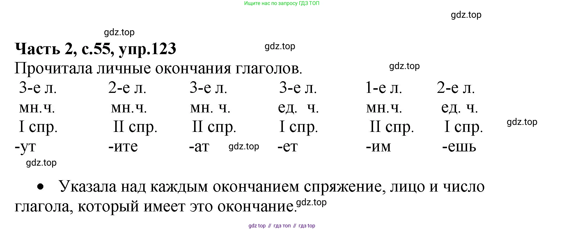 ГДЗ Русский язык, 4 класс рабочая тетрадь, автор: Канакина Валентина Павловна, издательство Просвещение, Москва, 2023, белого цвета, Часть 2, страница 55, номер 123, Решение