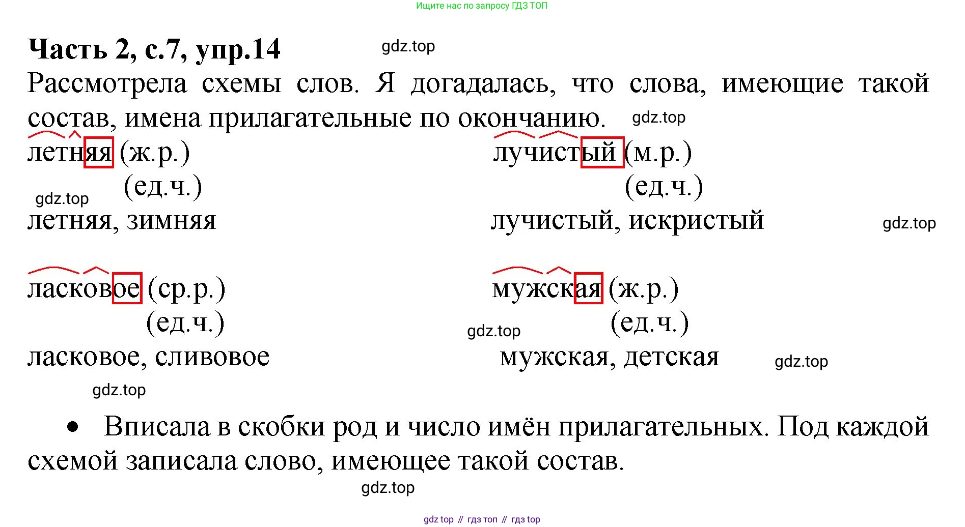 ГДЗ Русский язык, 4 класс рабочая тетрадь, автор: Канакина Валентина Павловна, издательство Просвещение, Москва, 2023, белого цвета, Часть 2, страница 7, номер 14, Решение