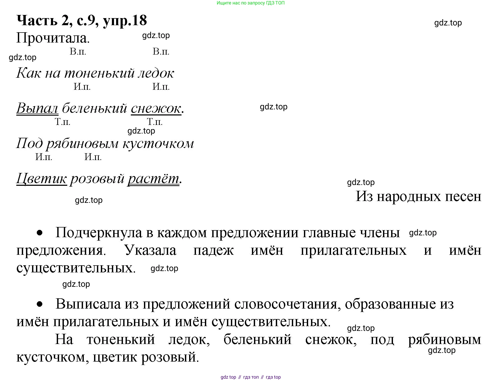 ГДЗ Русский язык, 4 класс рабочая тетрадь, автор: Канакина Валентина Павловна, издательство Просвещение, Москва, 2023, белого цвета, Часть 2, страница 9, номер 18, Решение