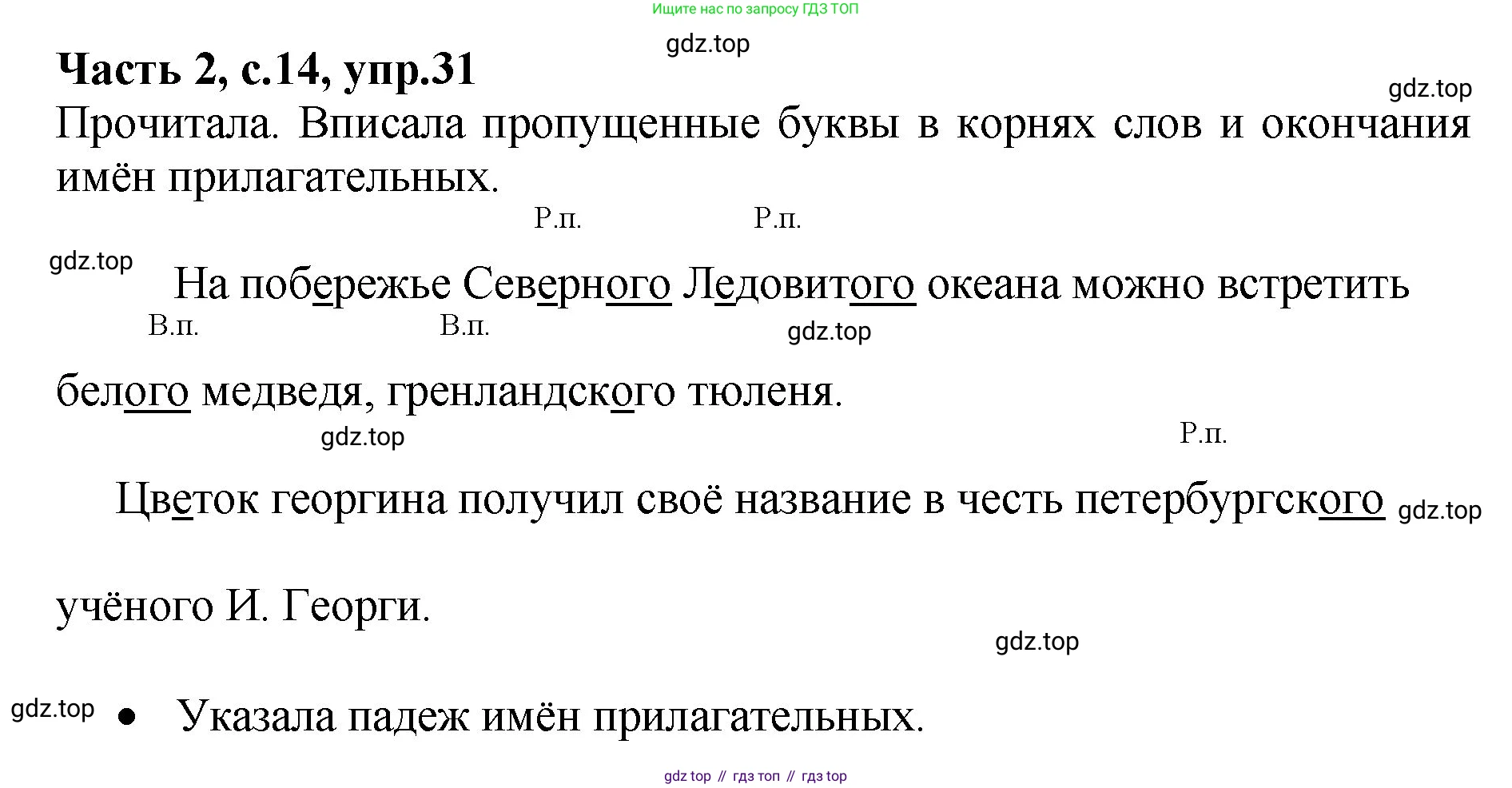 ГДЗ Русский язык, 4 класс рабочая тетрадь, автор: Канакина Валентина Павловна, издательство Просвещение, Москва, 2023, белого цвета, Часть 2, страница 14, номер 31, Решение
