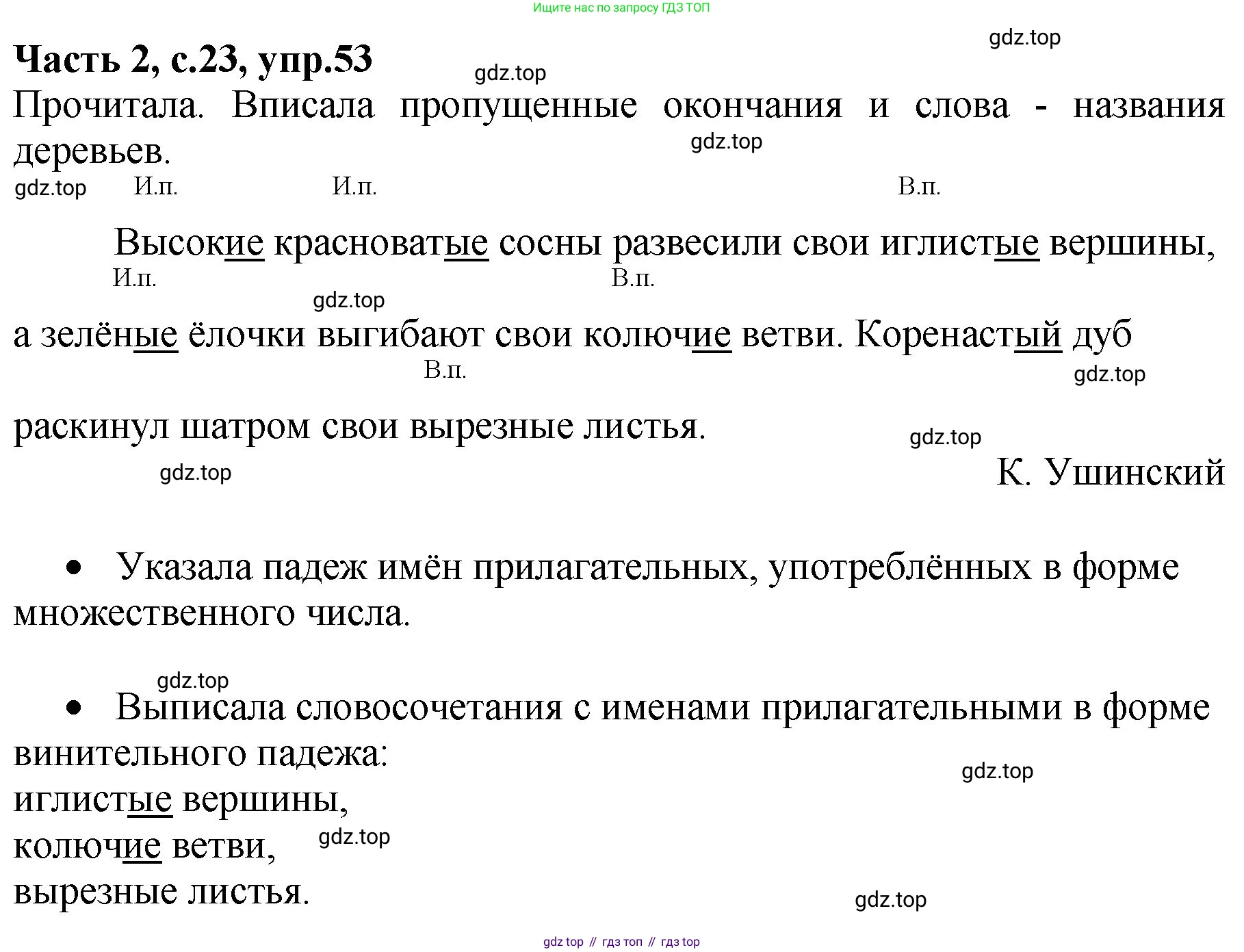ГДЗ Русский язык, 4 класс рабочая тетрадь, автор: Канакина Валентина Павловна, издательство Просвещение, Москва, 2023, белого цвета, Часть 2, страница 23, номер 53, Решение