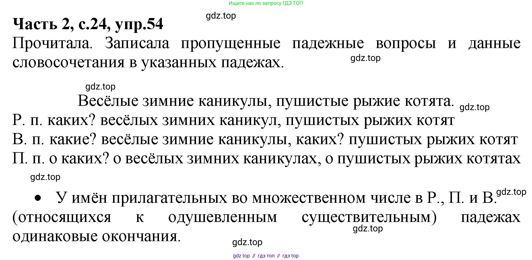 ГДЗ Русский язык, 4 класс рабочая тетрадь, автор: Канакина Валентина Павловна, издательство Просвещение, Москва, 2023, белого цвета, Часть 2, страница 24, номер 54, Решение