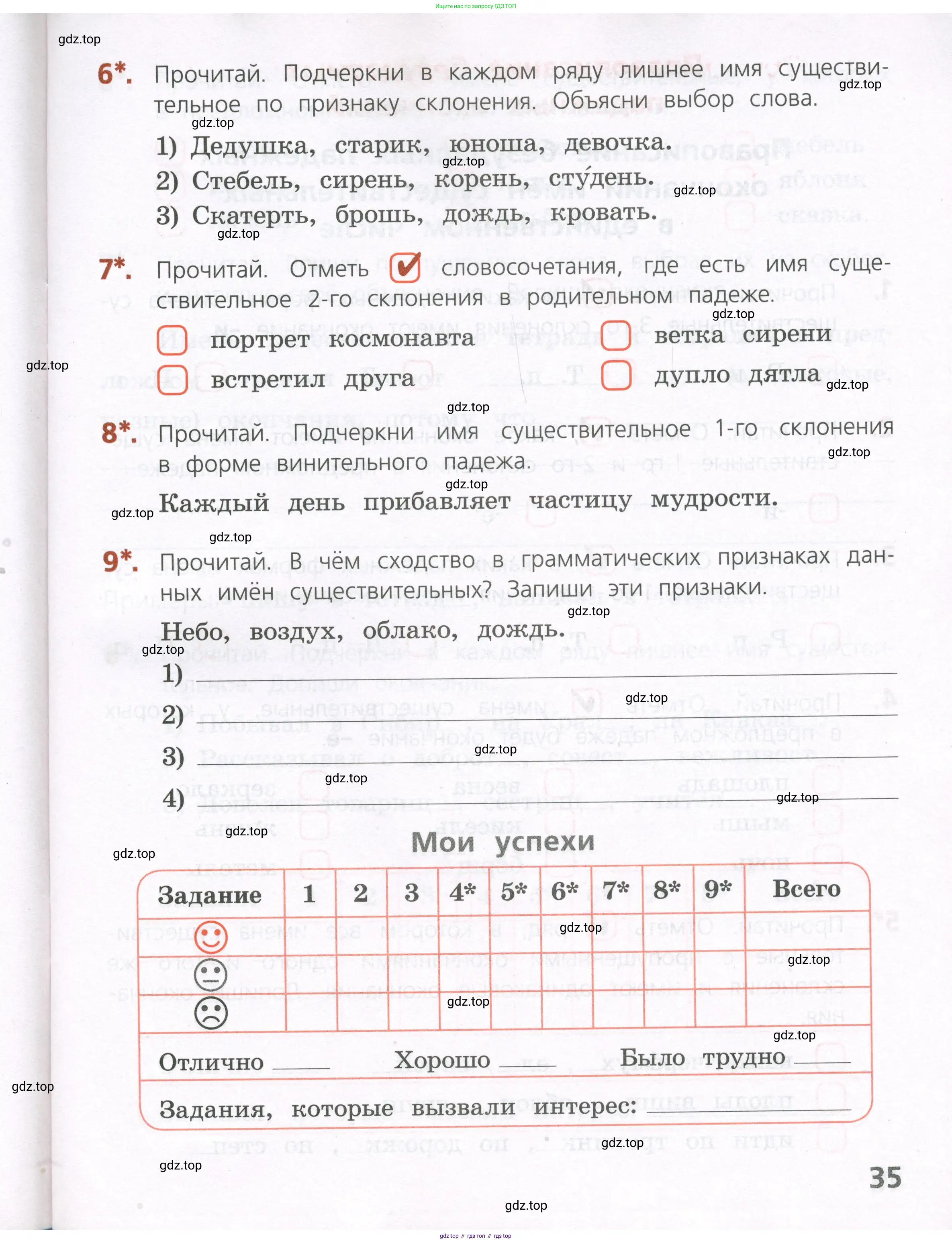 Русский язык, 4 класс Тетрадь учебных достижений, автор: Канакина Валентина Павловна, издательство Просвещение, Москва, 2023, белого цвета, страница 35