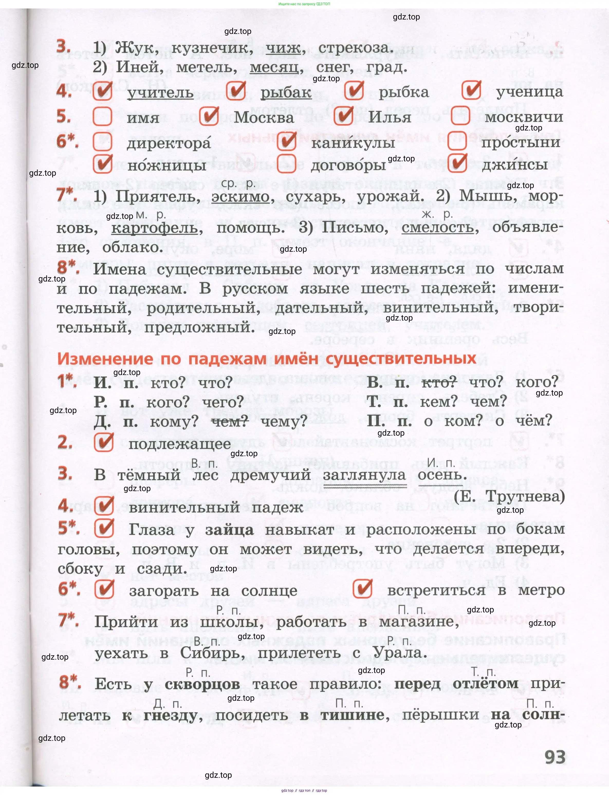 Русский язык, 4 класс Тетрадь учебных достижений, автор: Канакина Валентина Павловна, издательство Просвещение, Москва, 2023, белого цвета, страница 93