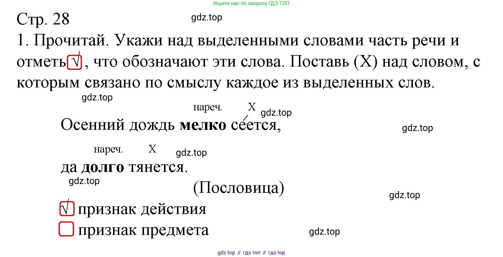 Русский язык, 4 класс Тетрадь учебных достижений, автор: Канакина Валентина Павловна, издательство Просвещение, Москва, 2023, белого цвета, страница 28, номер 1, Решение