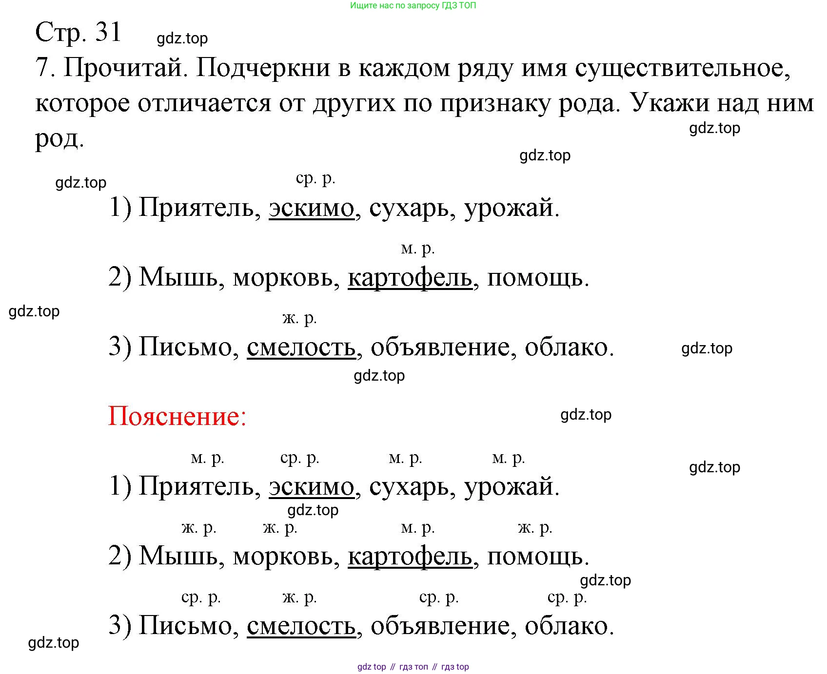 Русский язык, 4 класс Тетрадь учебных достижений, автор: Канакина Валентина Павловна, издательство Просвещение, Москва, 2023, белого цвета, страница 31, номер 7, Решение