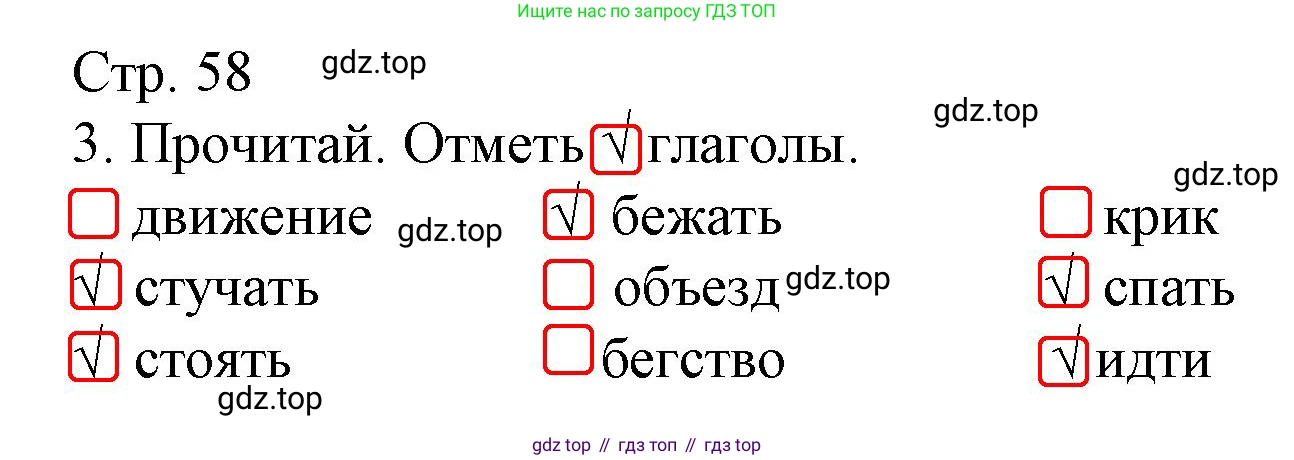 Русский язык, 4 класс Тетрадь учебных достижений, автор: Канакина Валентина Павловна, издательство Просвещение, Москва, 2023, белого цвета, страница 58, номер 3, Решение
