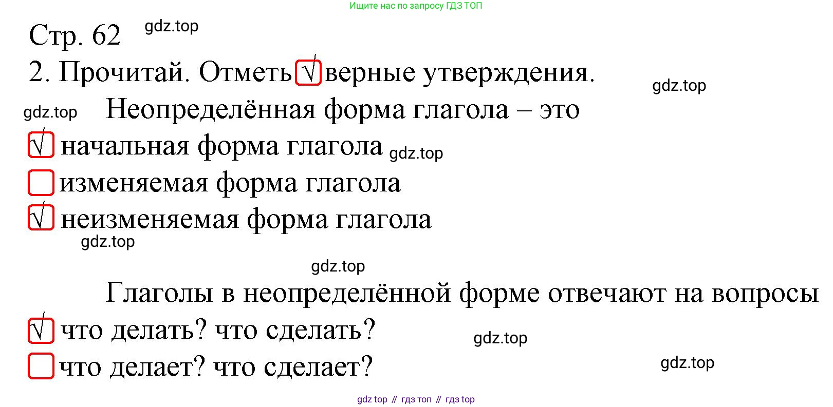 Русский язык, 4 класс Тетрадь учебных достижений, автор: Канакина Валентина Павловна, издательство Просвещение, Москва, 2023, белого цвета, страница 62, номер 2, Решение