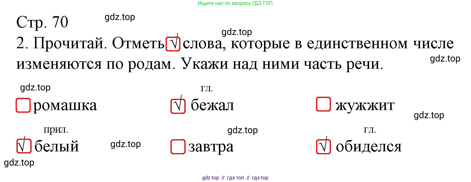Русский язык, 4 класс Тетрадь учебных достижений, автор: Канакина Валентина Павловна, издательство Просвещение, Москва, 2023, белого цвета, страница 70, номер 2, Решение