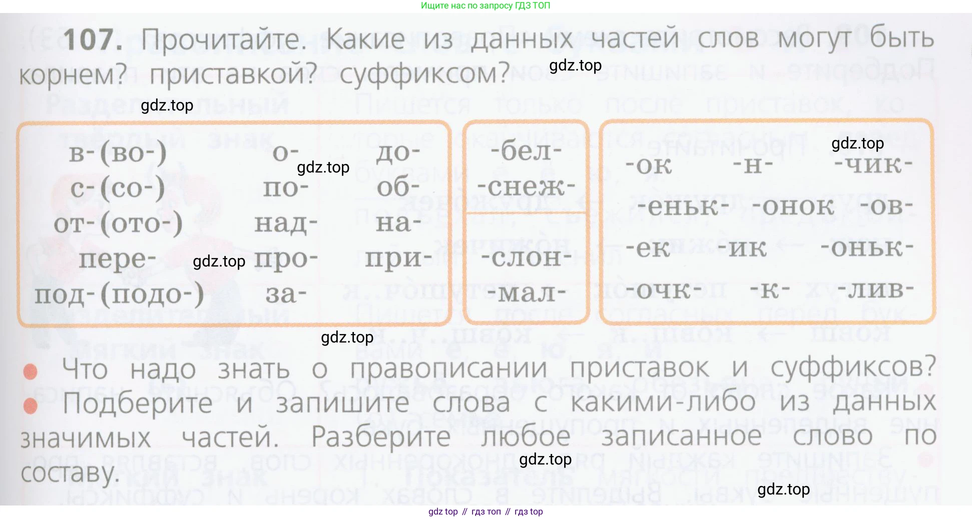 ГДЗ Русский язык, 4 класс Учебник, авторы: Канакина Валентина Павловна, Горецкий Всеслав Гаврилович, издательство Просвещение, Москва, 2023, белого цвета, Часть 1, страница 63, номер 107, Условие