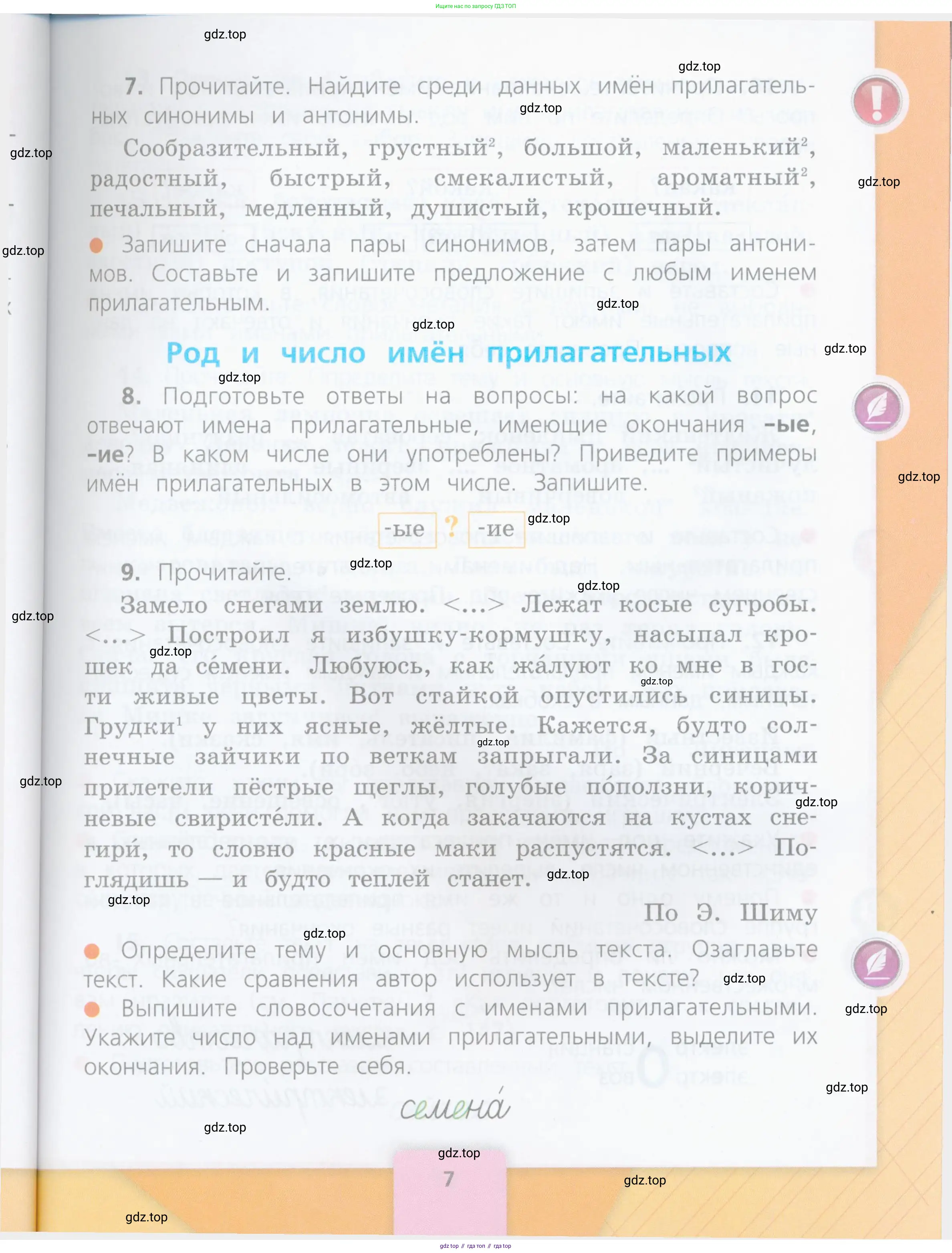 Русский язык, 4 класс Учебник, авторы: Канакина Валентина Павловна, Горецкий Всеслав Гаврилович, издательство Просвещение, Москва, 2023, белого цвета, Часть 1, страница 7