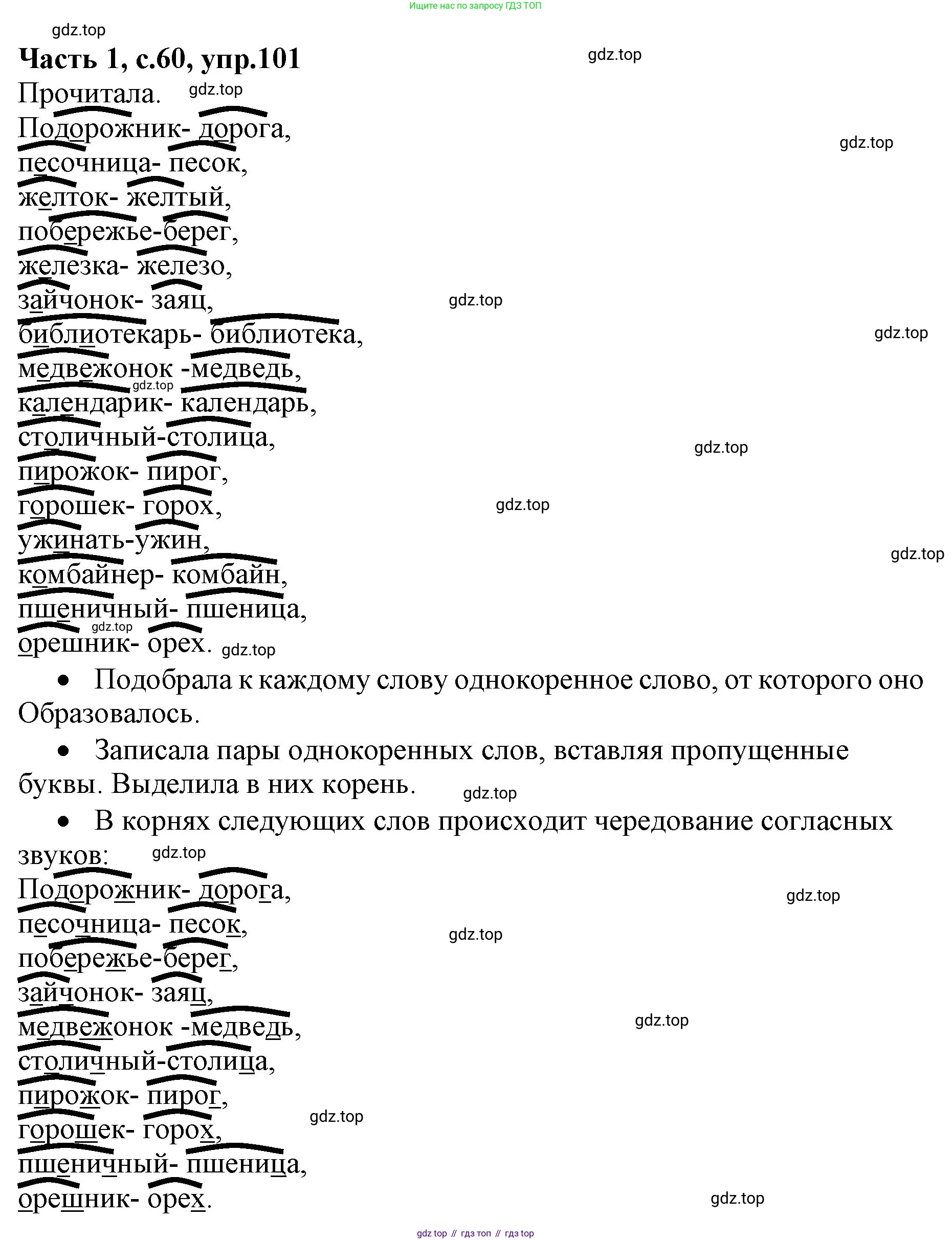 ГДЗ Русский язык, 4 класс Учебник, авторы: Канакина Валентина Павловна, Горецкий Всеслав Гаврилович, издательство Просвещение, Москва, 2023, белого цвета, Часть 1, страница 60, номер 101, Решение