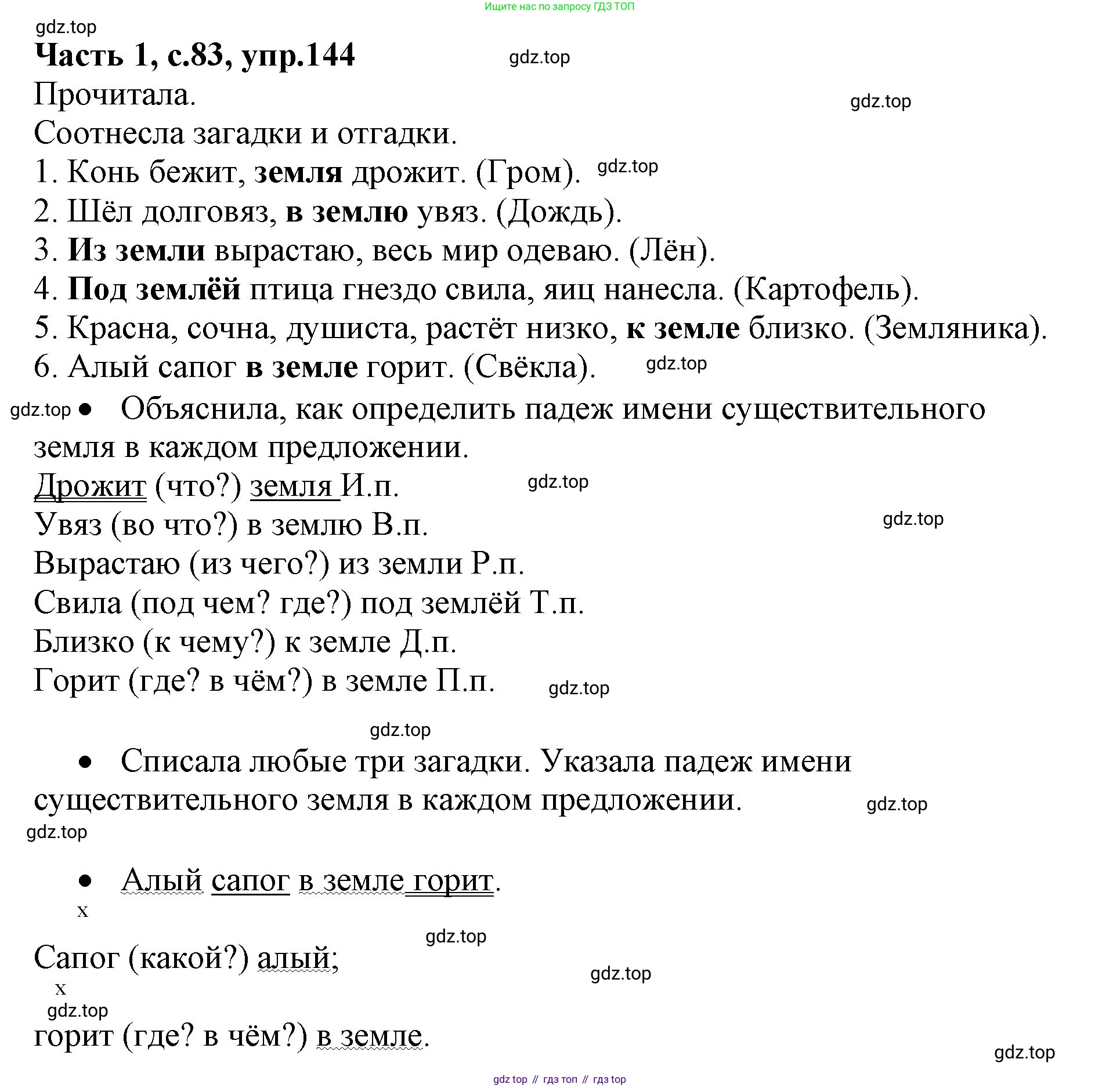 ГДЗ Русский язык, 4 класс Учебник, авторы: Канакина Валентина Павловна, Горецкий Всеслав Гаврилович, издательство Просвещение, Москва, 2023, белого цвета, Часть 1, страница 83, номер 144, Решение
