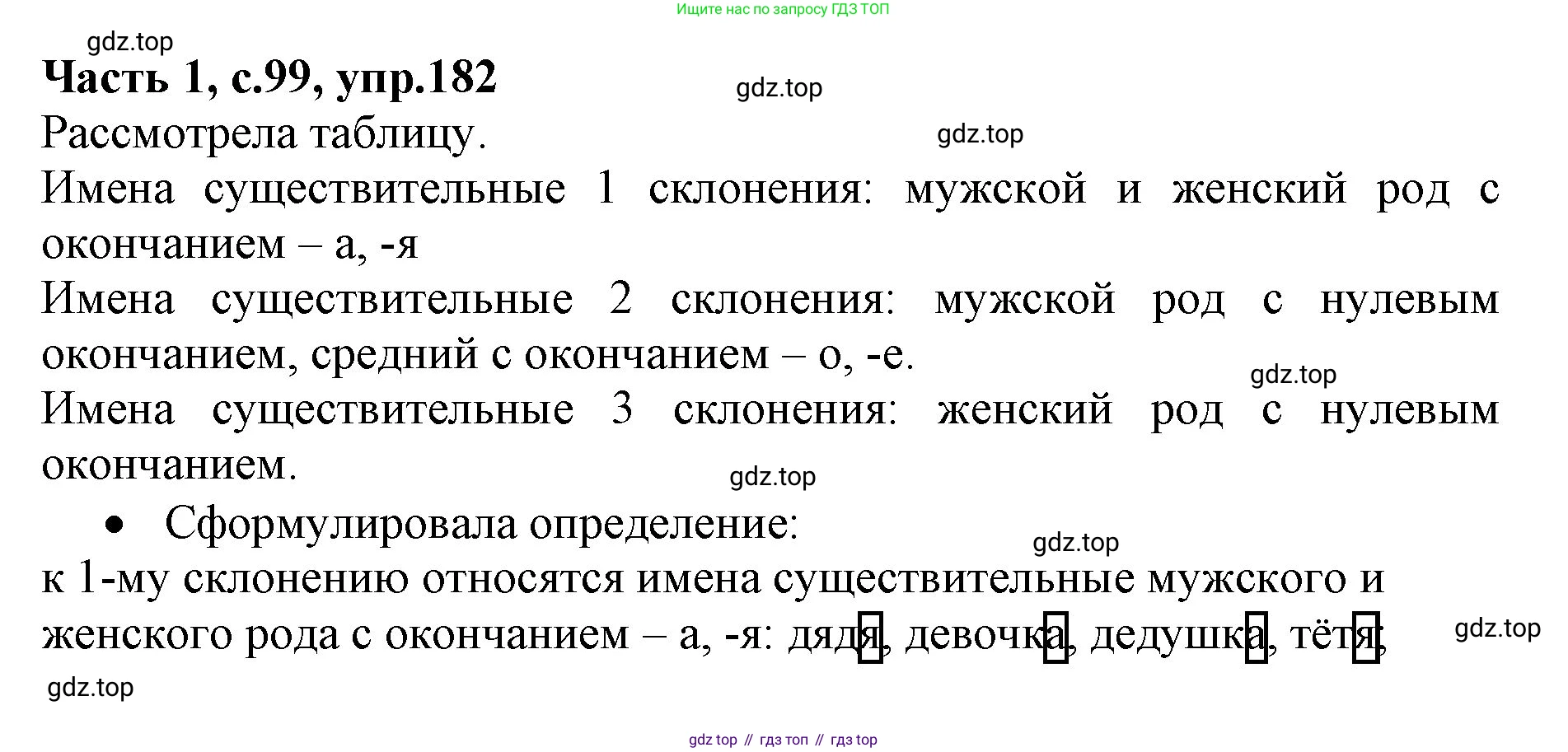 ГДЗ Русский язык, 4 класс Учебник, авторы: Канакина Валентина Павловна, Горецкий Всеслав Гаврилович, издательство Просвещение, Москва, 2023, белого цвета, Часть 1, страница 99, номер 182, Решение