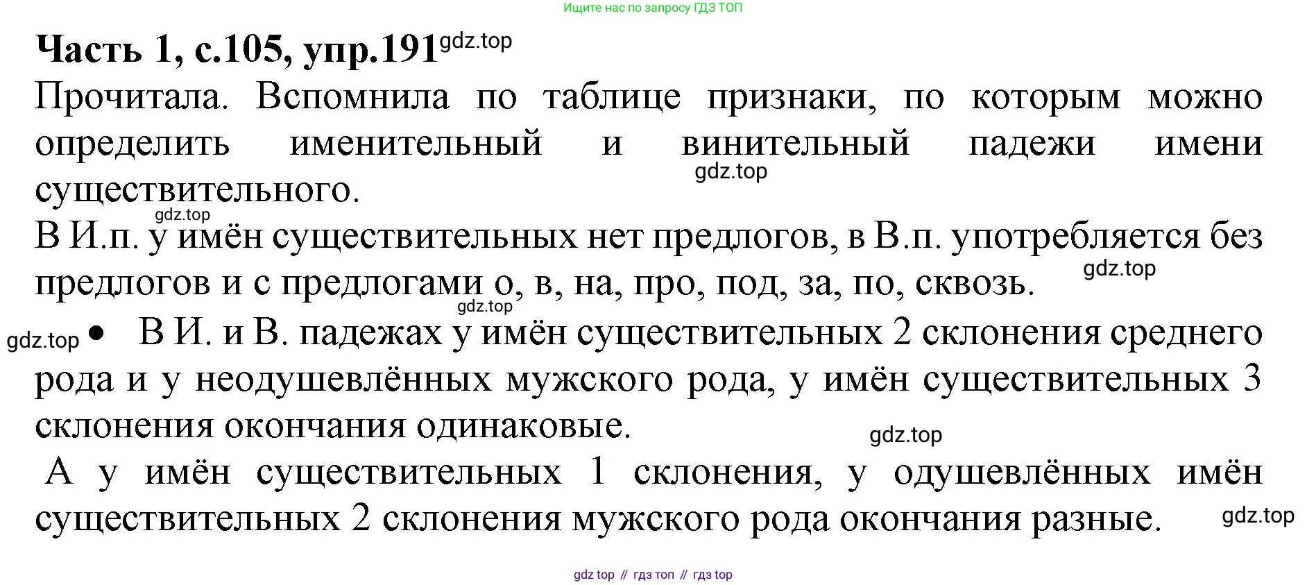 ГДЗ Русский язык, 4 класс Учебник, авторы: Канакина Валентина Павловна, Горецкий Всеслав Гаврилович, издательство Просвещение, Москва, 2023, белого цвета, Часть 1, страница 105, номер 191, Решение