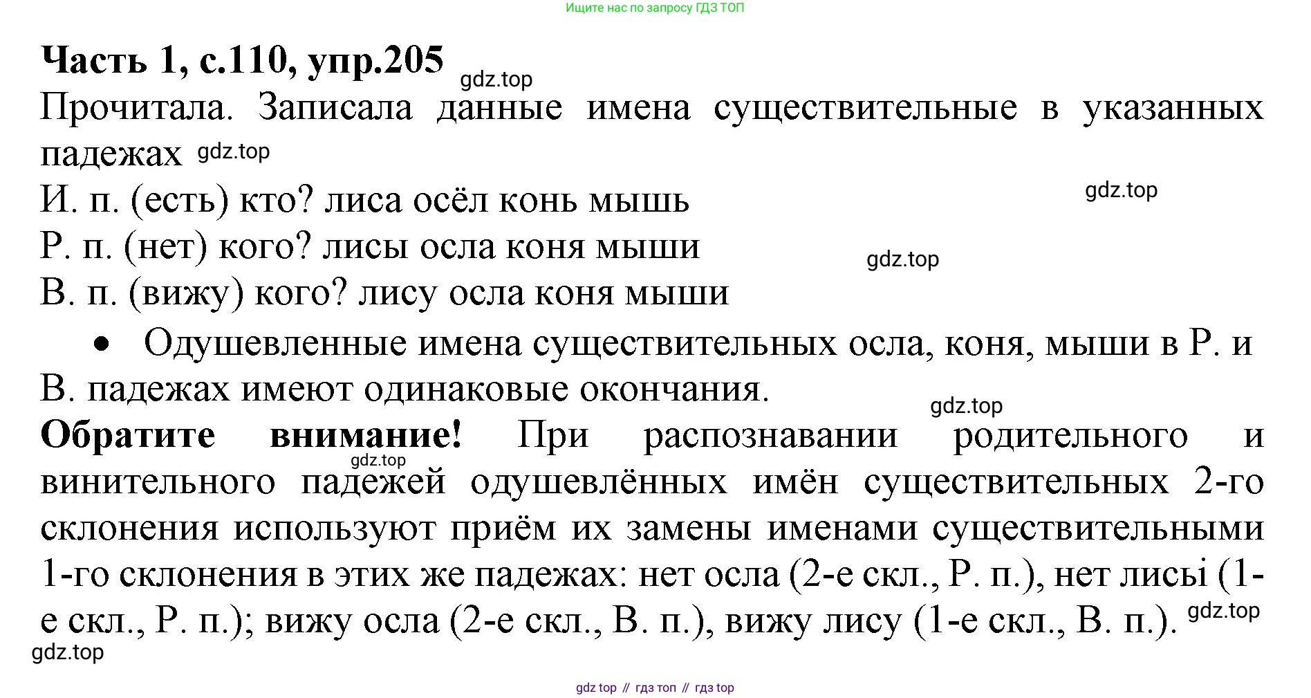 ГДЗ Русский язык, 4 класс Учебник, авторы: Канакина Валентина Павловна, Горецкий Всеслав Гаврилович, издательство Просвещение, Москва, 2023, белого цвета, Часть 1, страница 110, номер 205, Решение