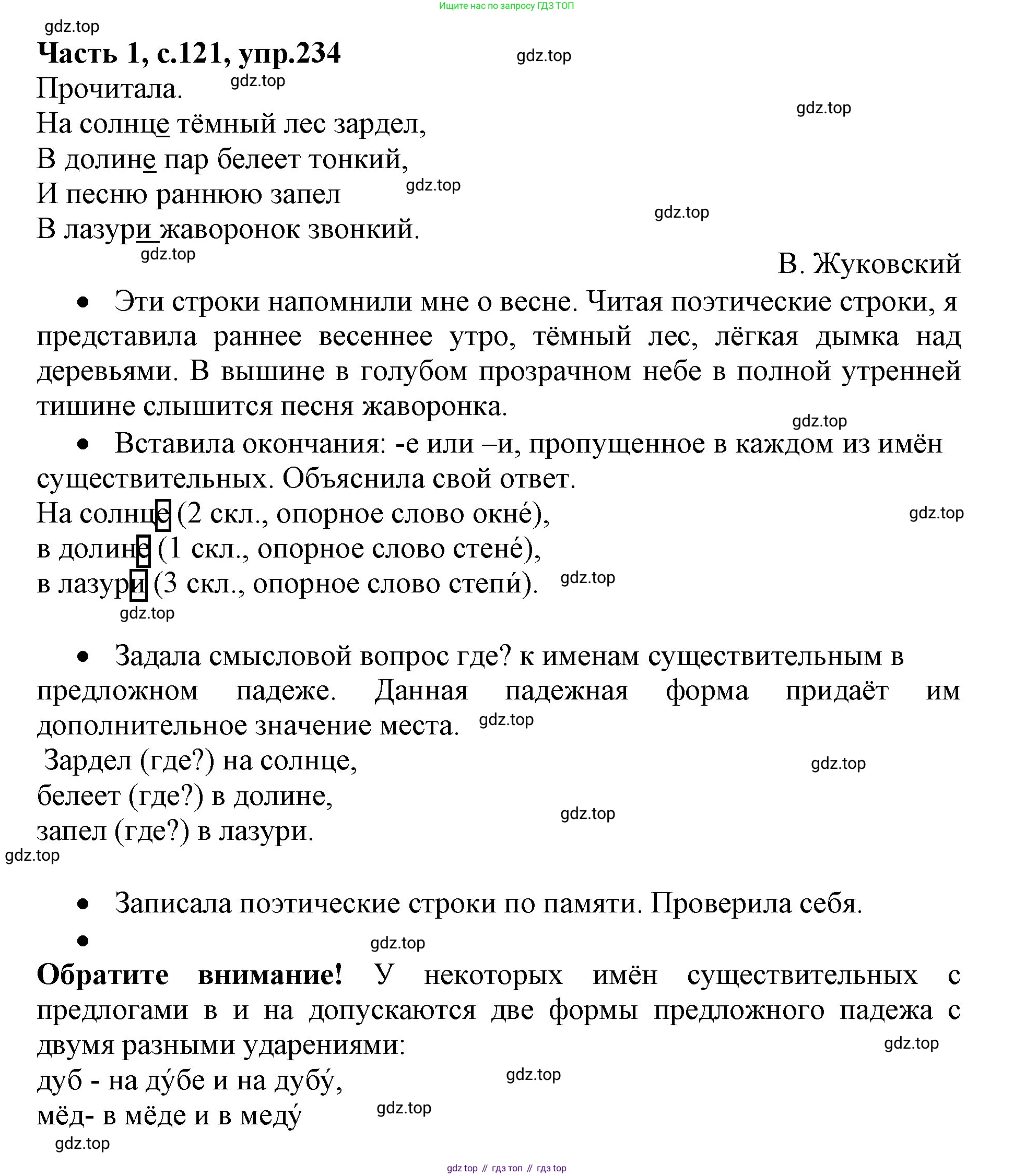 ГДЗ Русский язык, 4 класс Учебник, авторы: Канакина Валентина Павловна, Горецкий Всеслав Гаврилович, издательство Просвещение, Москва, 2023, белого цвета, Часть 1, страница 121, номер 234, Решение