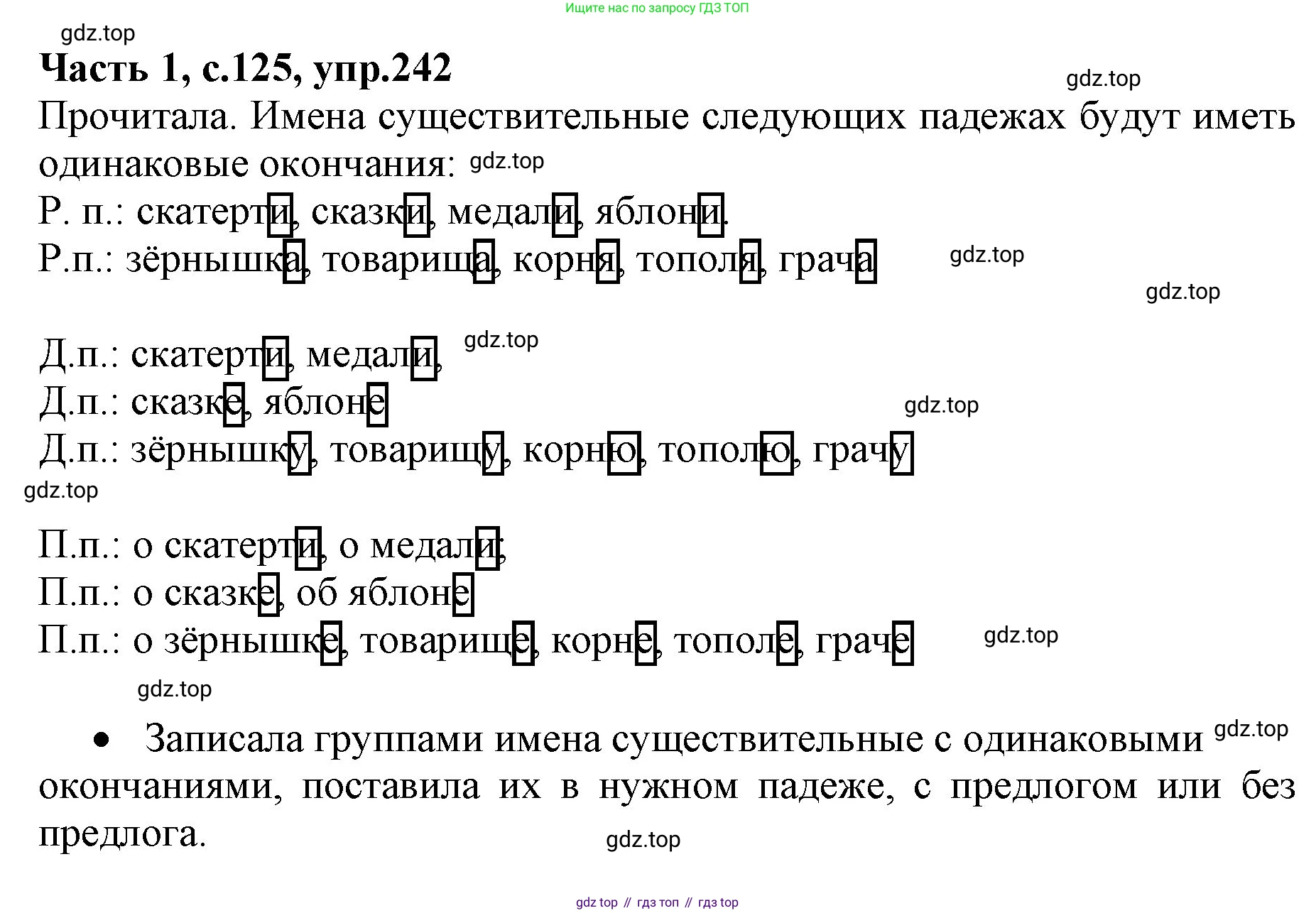 ГДЗ Русский язык, 4 класс Учебник, авторы: Канакина Валентина Павловна, Горецкий Всеслав Гаврилович, издательство Просвещение, Москва, 2023, белого цвета, Часть 1, страница 125, номер 242, Решение