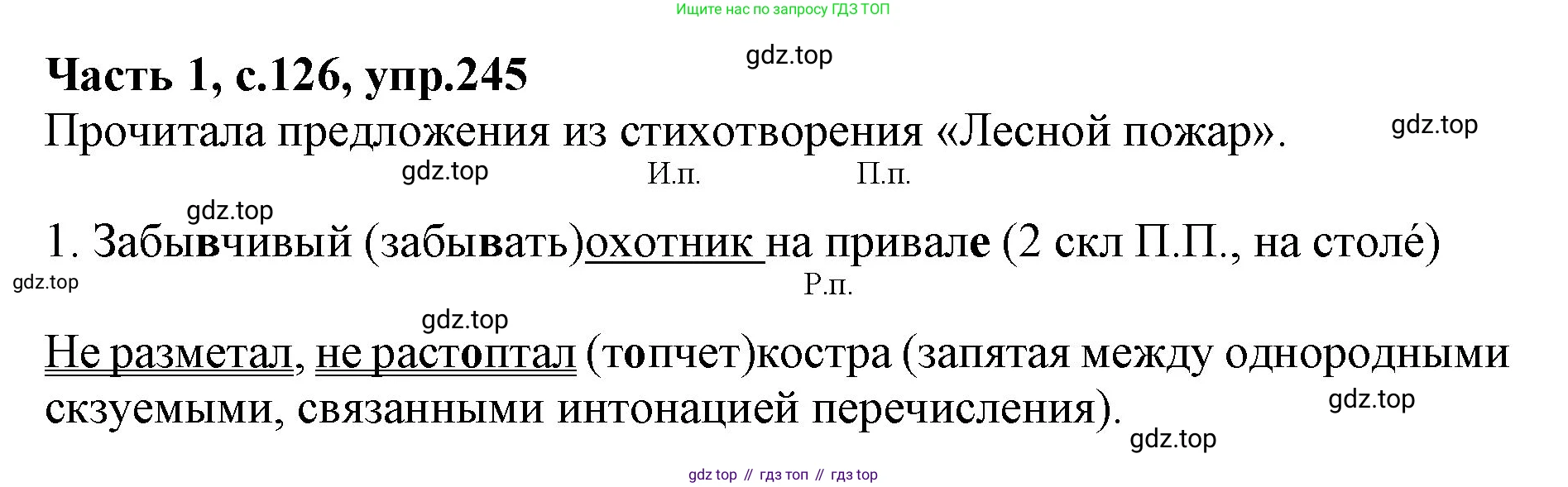 ГДЗ Русский язык, 4 класс Учебник, авторы: Канакина Валентина Павловна, Горецкий Всеслав Гаврилович, издательство Просвещение, Москва, 2023, белого цвета, Часть 1, страница 126, номер 245, Решение