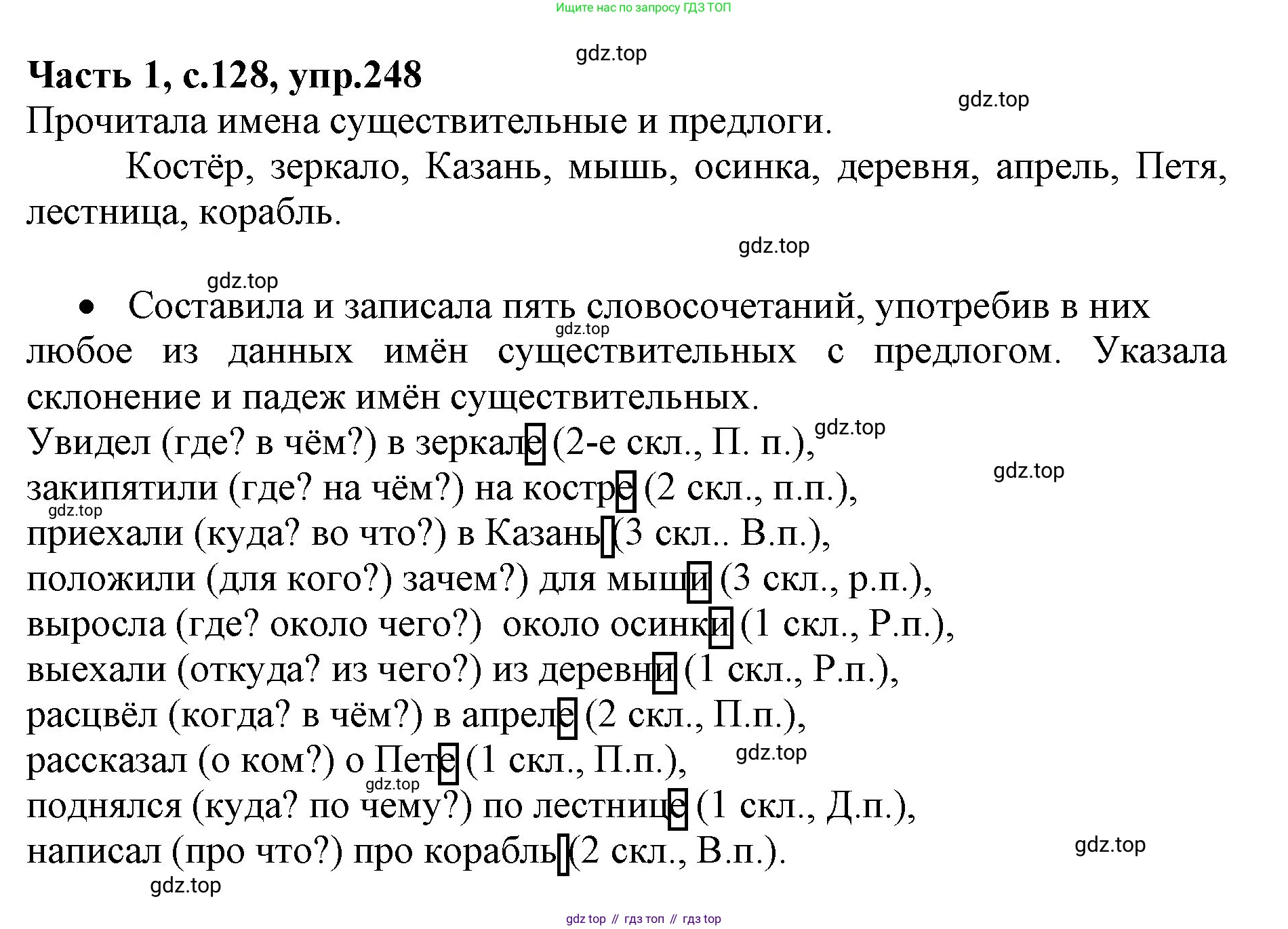 ГДЗ Русский язык, 4 класс Учебник, авторы: Канакина Валентина Павловна, Горецкий Всеслав Гаврилович, издательство Просвещение, Москва, 2023, белого цвета, Часть 1, страница 128, номер 248, Решение
