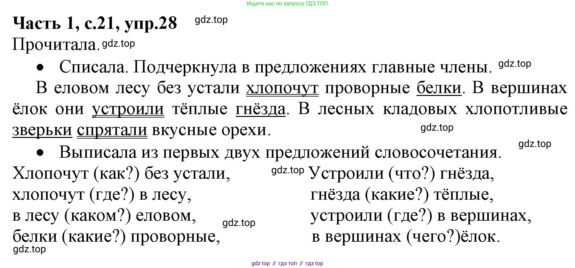 Русский язык, 4 класс Учебник, авторы: Канакина Валентина Павловна, Горецкий Всеслав Гаврилович, издательство Просвещение, Москва, 2023, белого цвета, Часть 1, страница 21, номер 28, Решение