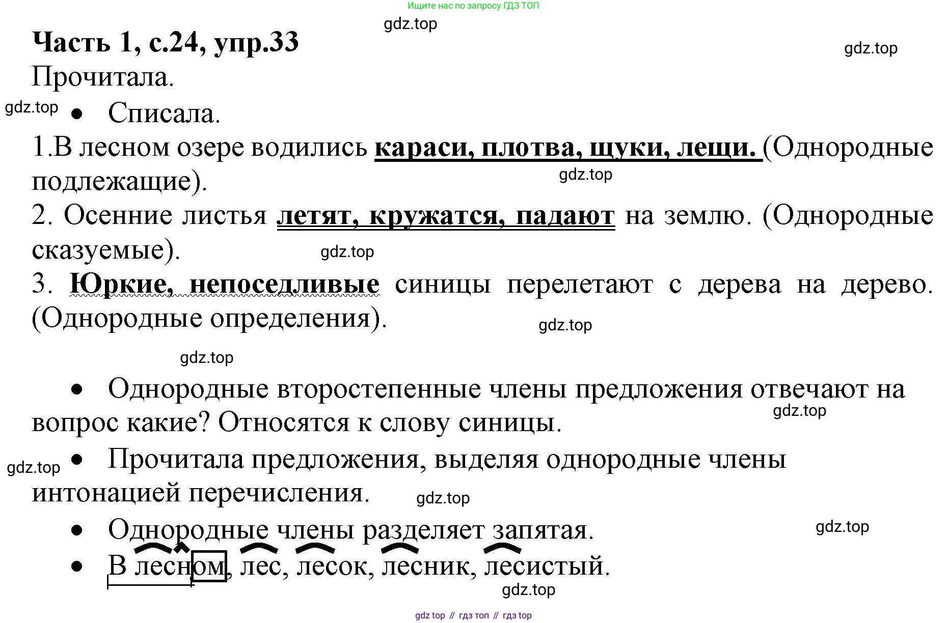 ГДЗ Русский язык, 4 класс Учебник, авторы: Канакина Валентина Павловна, Горецкий Всеслав Гаврилович, издательство Просвещение, Москва, 2023, белого цвета, Часть 1, страница 24, номер 33, Решение