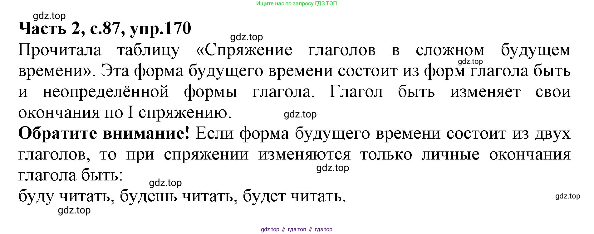 Русский язык, 4 класс Учебник, авторы: Канакина Валентина Павловна, Горецкий Всеслав Гаврилович, издательство Просвещение, Москва, 2023, белого цвета, Часть 2, страница 87, номер 170, Решение