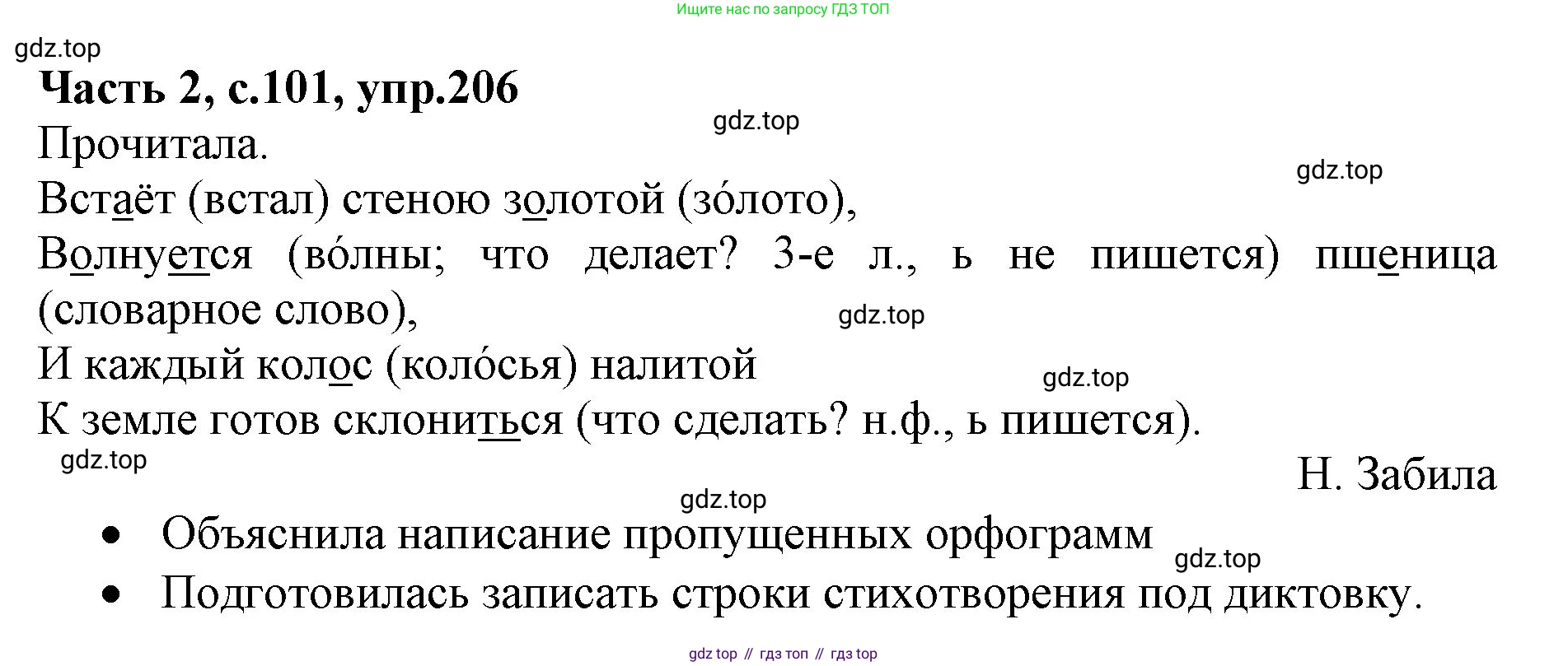 ГДЗ Русский язык, 4 класс Учебник, авторы: Канакина Валентина Павловна, Горецкий Всеслав Гаврилович, издательство Просвещение, Москва, 2023, белого цвета, Часть 2, страница 101, номер 206, Решение