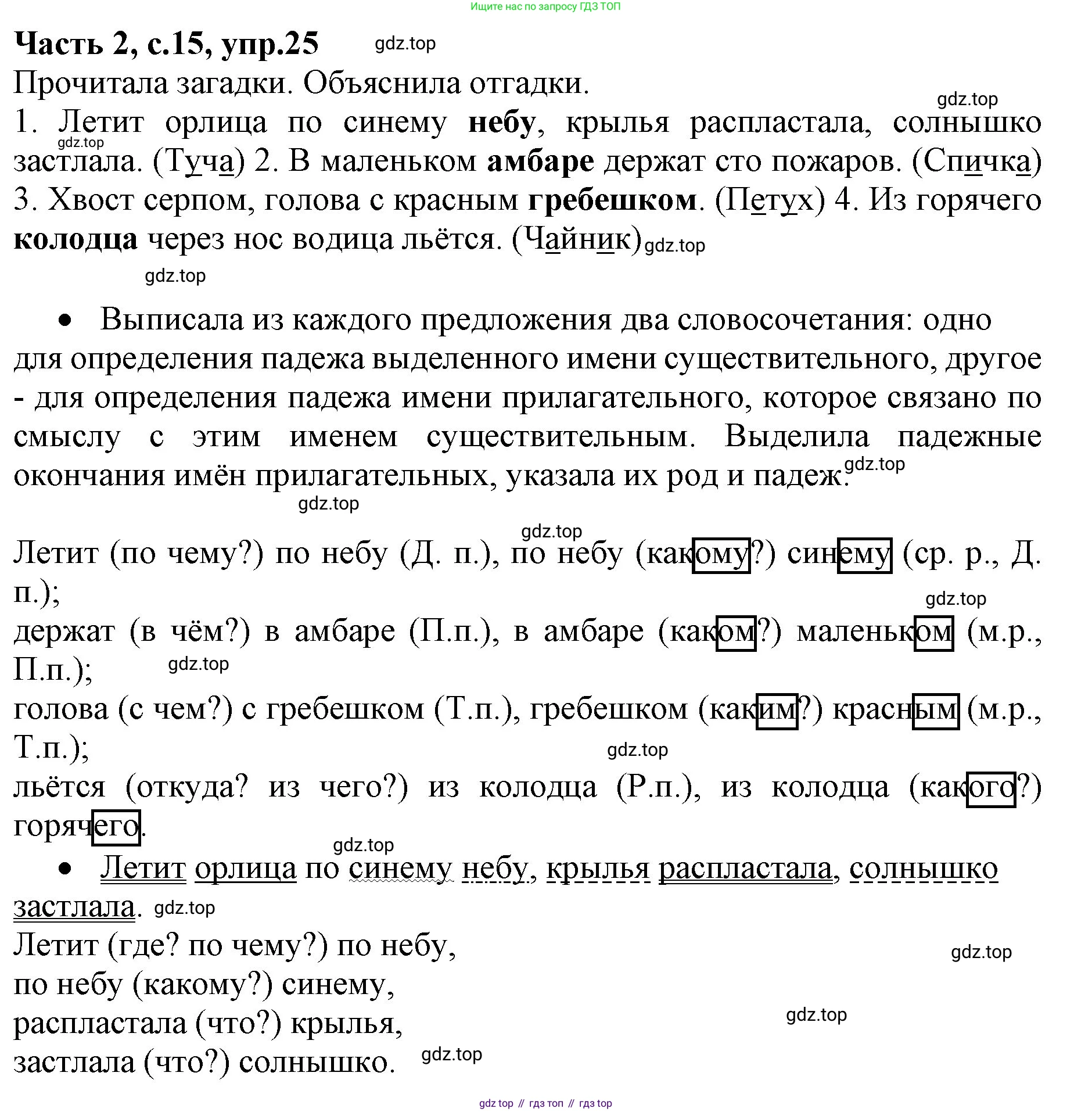 ГДЗ Русский язык, 4 класс Учебник, авторы: Канакина Валентина Павловна, Горецкий Всеслав Гаврилович, издательство Просвещение, Москва, 2023, белого цвета, Часть 2, страница 15, номер 25, Решение
