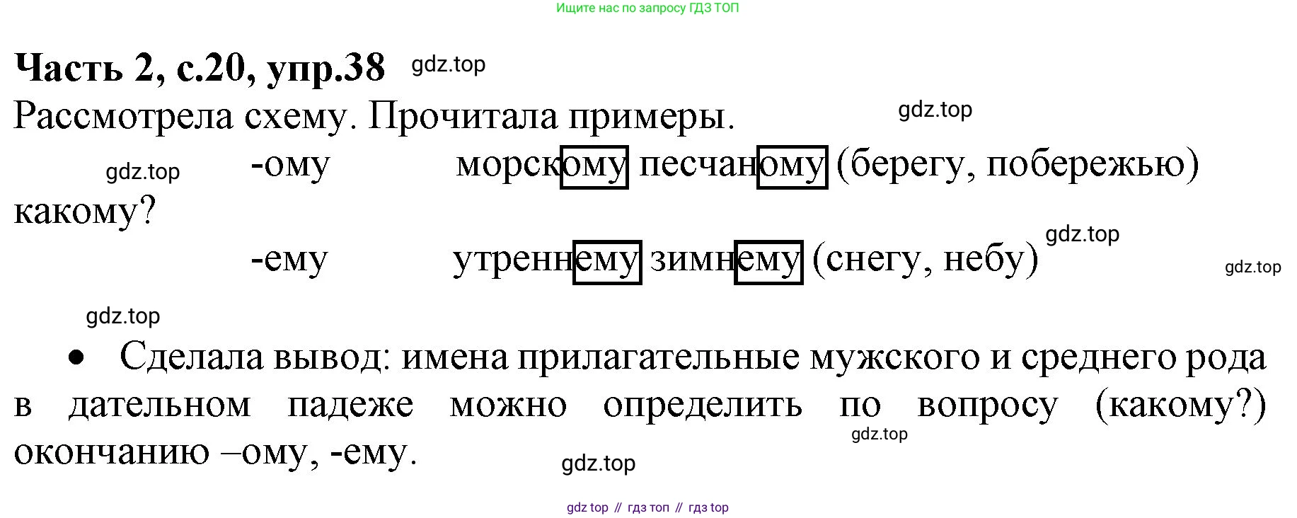ГДЗ Русский язык, 4 класс Учебник, авторы: Канакина Валентина Павловна, Горецкий Всеслав Гаврилович, издательство Просвещение, Москва, 2023, белого цвета, Часть 2, страница 20, номер 38, Решение