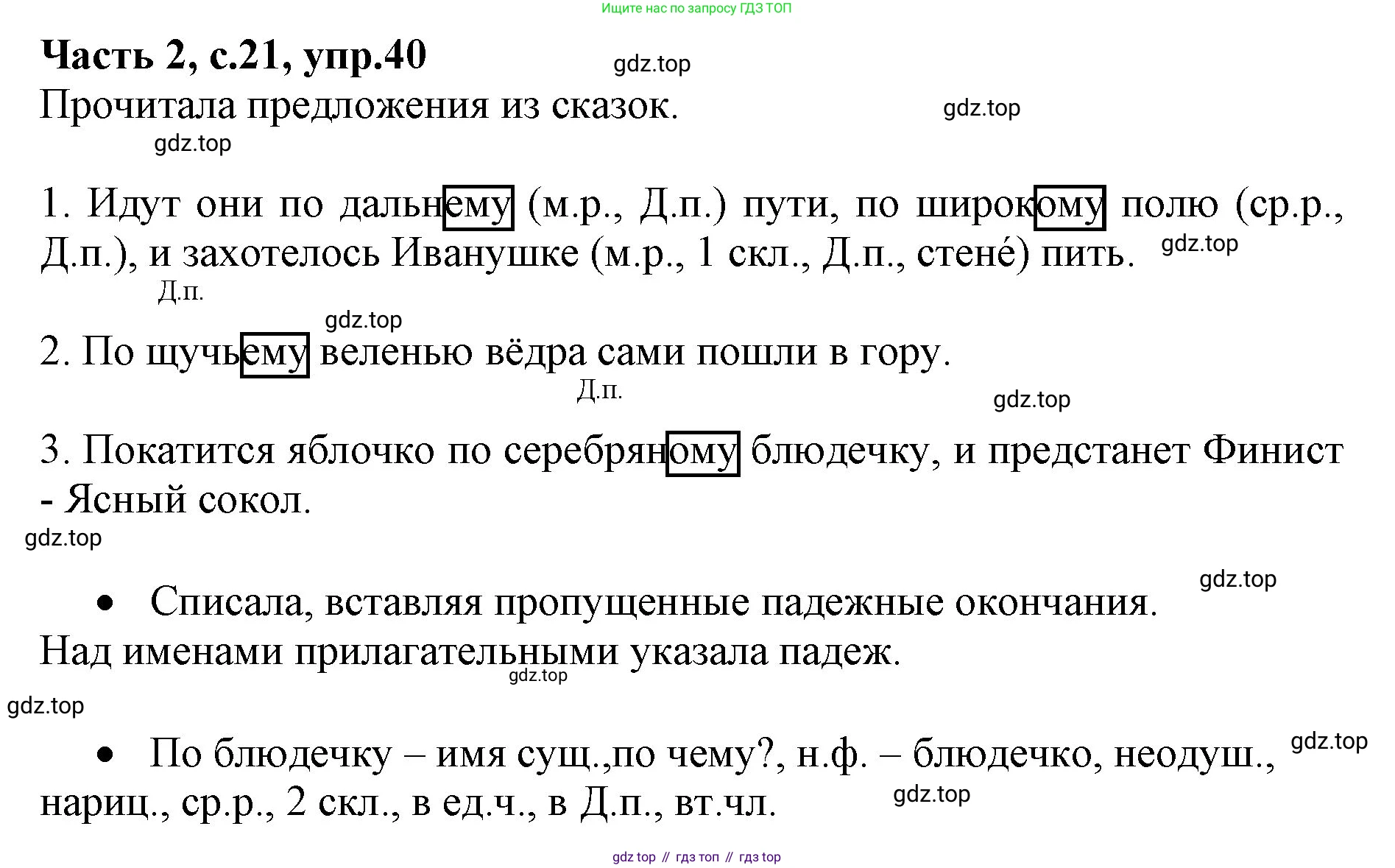 ГДЗ Русский язык, 4 класс Учебник, авторы: Канакина Валентина Павловна, Горецкий Всеслав Гаврилович, издательство Просвещение, Москва, 2023, белого цвета, Часть 2, страница 21, номер 40, Решение