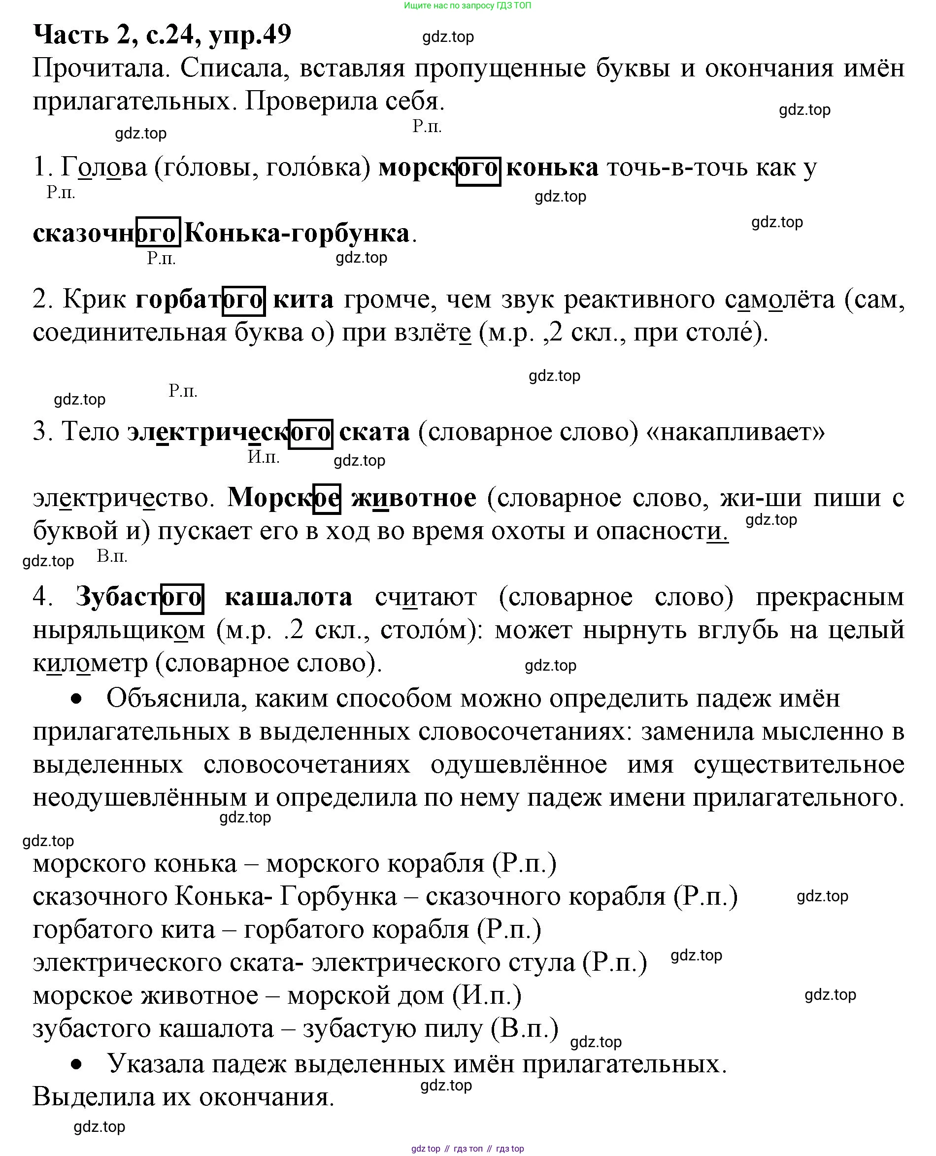 ГДЗ Русский язык, 4 класс Учебник, авторы: Канакина Валентина Павловна, Горецкий Всеслав Гаврилович, издательство Просвещение, Москва, 2023, белого цвета, Часть 2, страница 24, номер 49, Решение