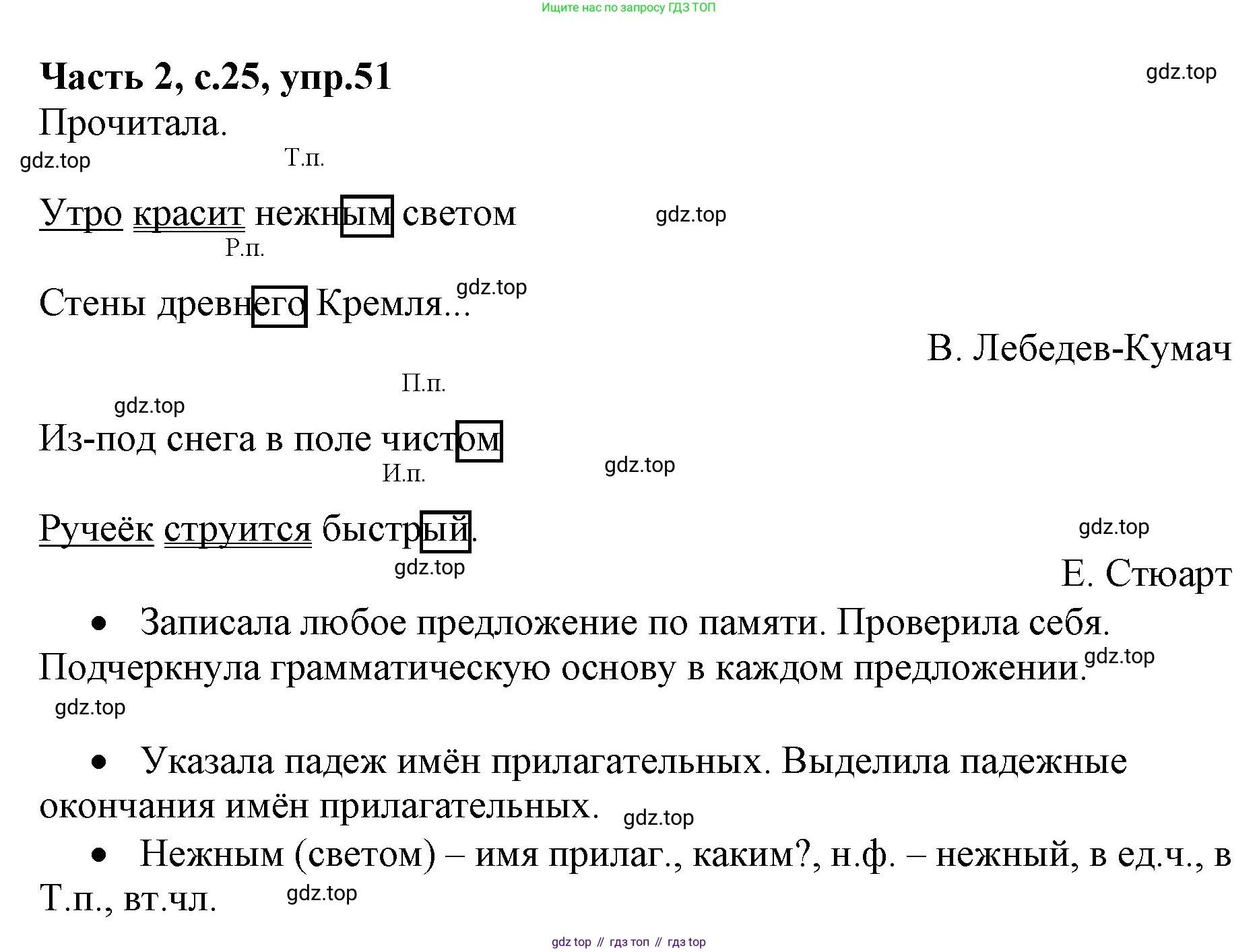 ГДЗ Русский язык, 4 класс Учебник, авторы: Канакина Валентина Павловна, Горецкий Всеслав Гаврилович, издательство Просвещение, Москва, 2023, белого цвета, Часть 2, страница 25, номер 51, Решение