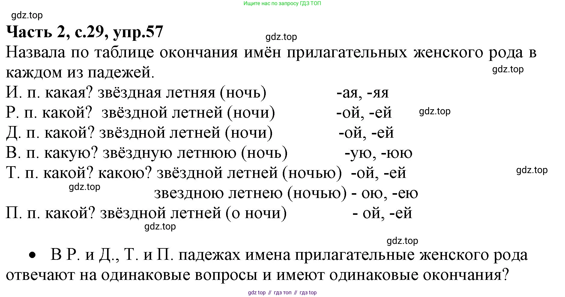 Русский язык, 4 класс Учебник, авторы: Канакина Валентина Павловна, Горецкий Всеслав Гаврилович, издательство Просвещение, Москва, 2023, белого цвета, Часть 2, страница 29, номер 57, Решение