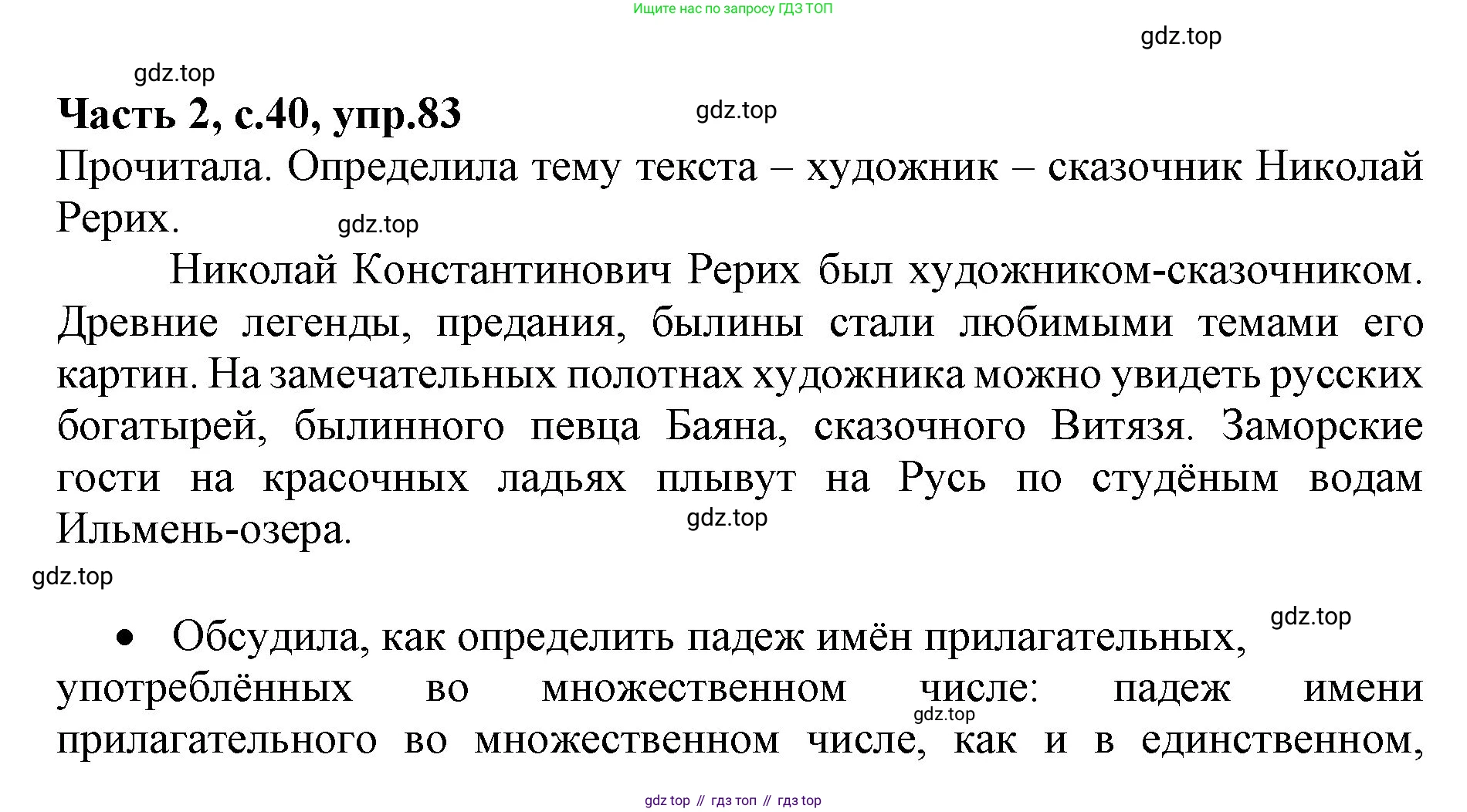 ГДЗ Русский язык, 4 класс Учебник, авторы: Канакина Валентина Павловна, Горецкий Всеслав Гаврилович, издательство Просвещение, Москва, 2023, белого цвета, Часть 2, страница 40, номер 83, Решение