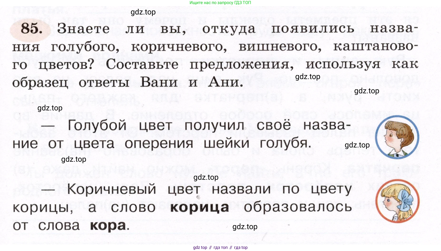 ГДЗ Русский язык, 4 класс рабочая тетрадь, авторы: Климанова Людмила Федоровна, Бабушкина Татьяна Владимировна, издательство Просвещение, Москва, 2019, белого цвета, Часть 1, страница 53, номер 85, Условие