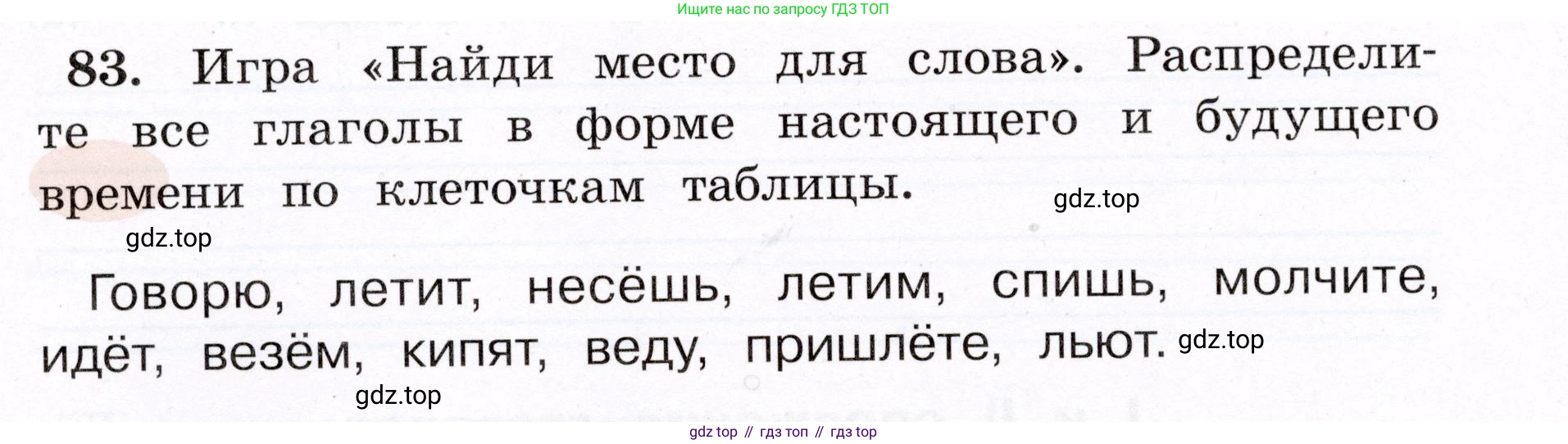 ГДЗ Русский язык, 4 класс рабочая тетрадь, авторы: Климанова Людмила Федоровна, Бабушкина Татьяна Владимировна, издательство Просвещение, Москва, 2019, белого цвета, Часть 2, страница 54, номер 83, Условие