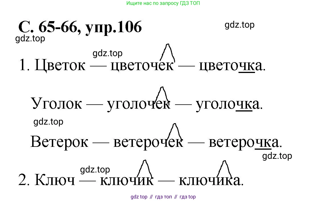 ГДЗ Русский язык, 4 класс рабочая тетрадь, авторы: Климанова Людмила Федоровна, Бабушкина Татьяна Владимировна, издательство Просвещение, Москва, 2019, белого цвета, Часть 1, страница 65, номер 106, Решение