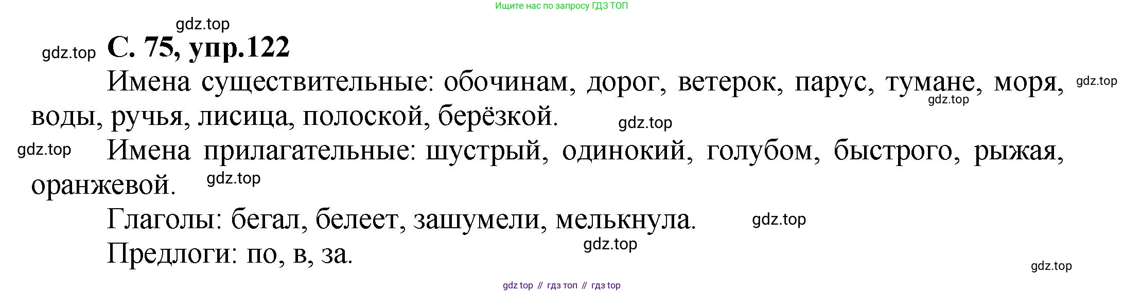 ГДЗ Русский язык, 4 класс рабочая тетрадь, авторы: Климанова Людмила Федоровна, Бабушкина Татьяна Владимировна, издательство Просвещение, Москва, 2019, белого цвета, Часть 1, страница 75, номер 122, Решение