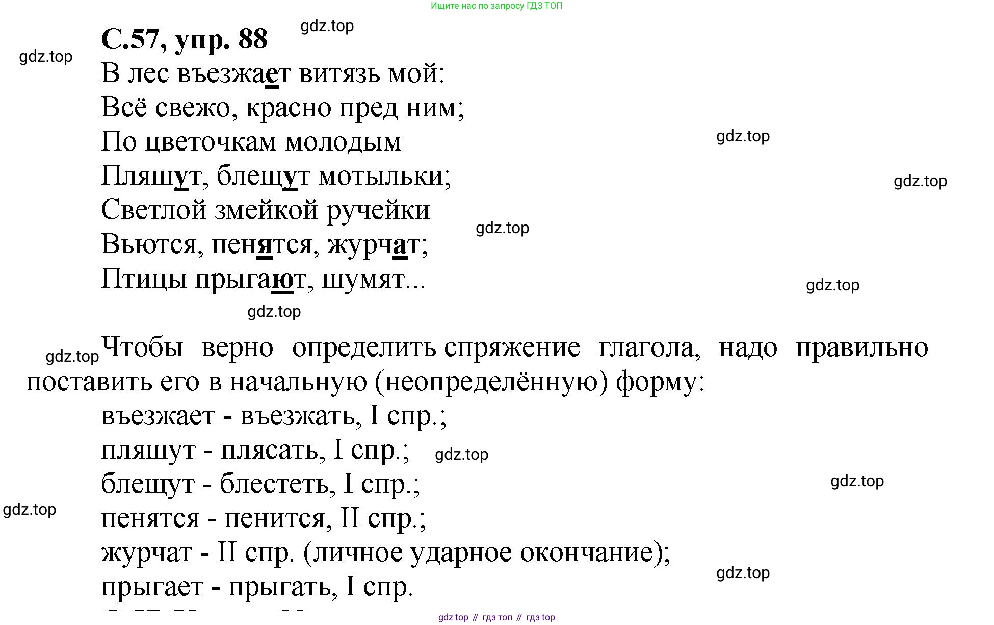 ГДЗ Русский язык, 4 класс рабочая тетрадь, авторы: Климанова Людмила Федоровна, Бабушкина Татьяна Владимировна, издательство Просвещение, Москва, 2019, белого цвета, Часть 2, страница 57, номер 88, Решение