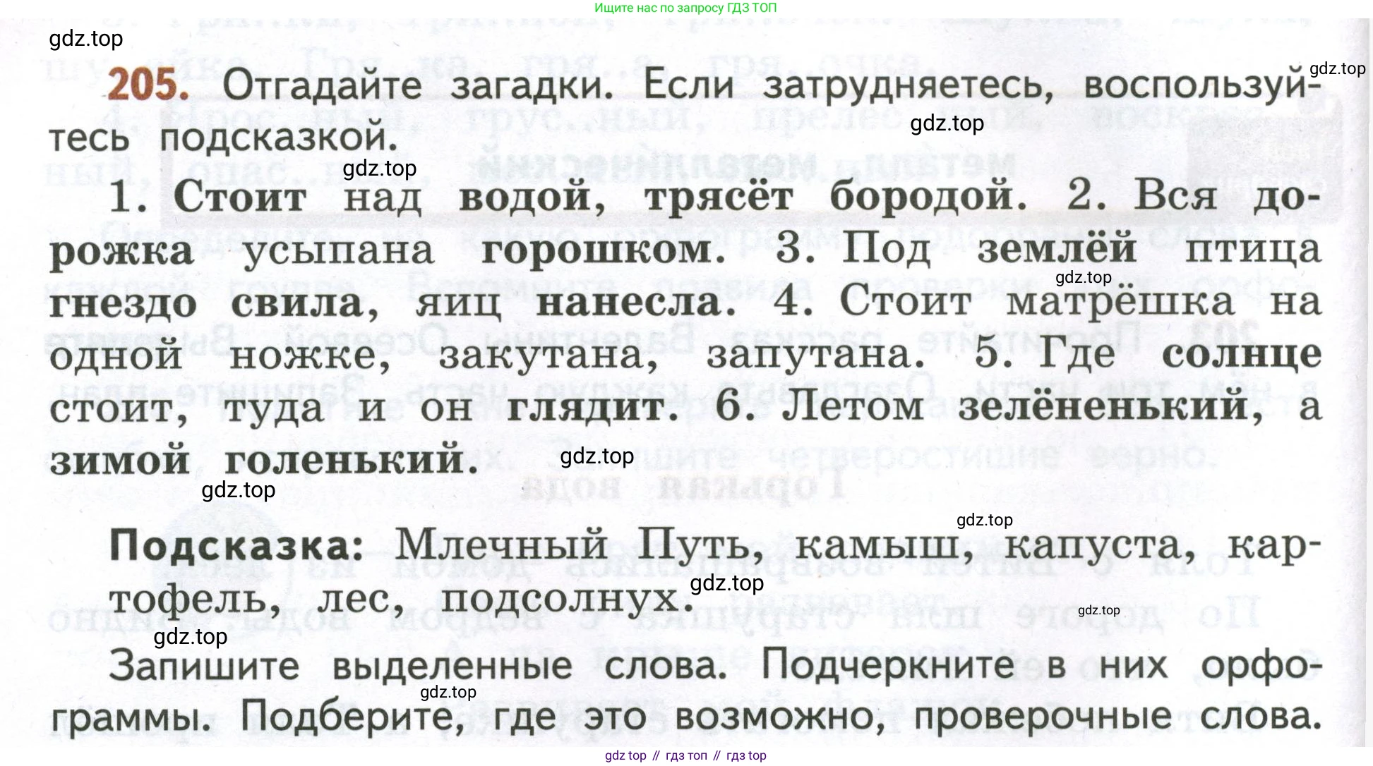 Русский язык, 4 класс Учебник, авторы: Климанова Людмила Федоровна, Бабушкина Татьяна Владимировна, издательство Просвещение, Москва, 2019, белого цвета, Часть 1, страница 124, номер 205, Условие