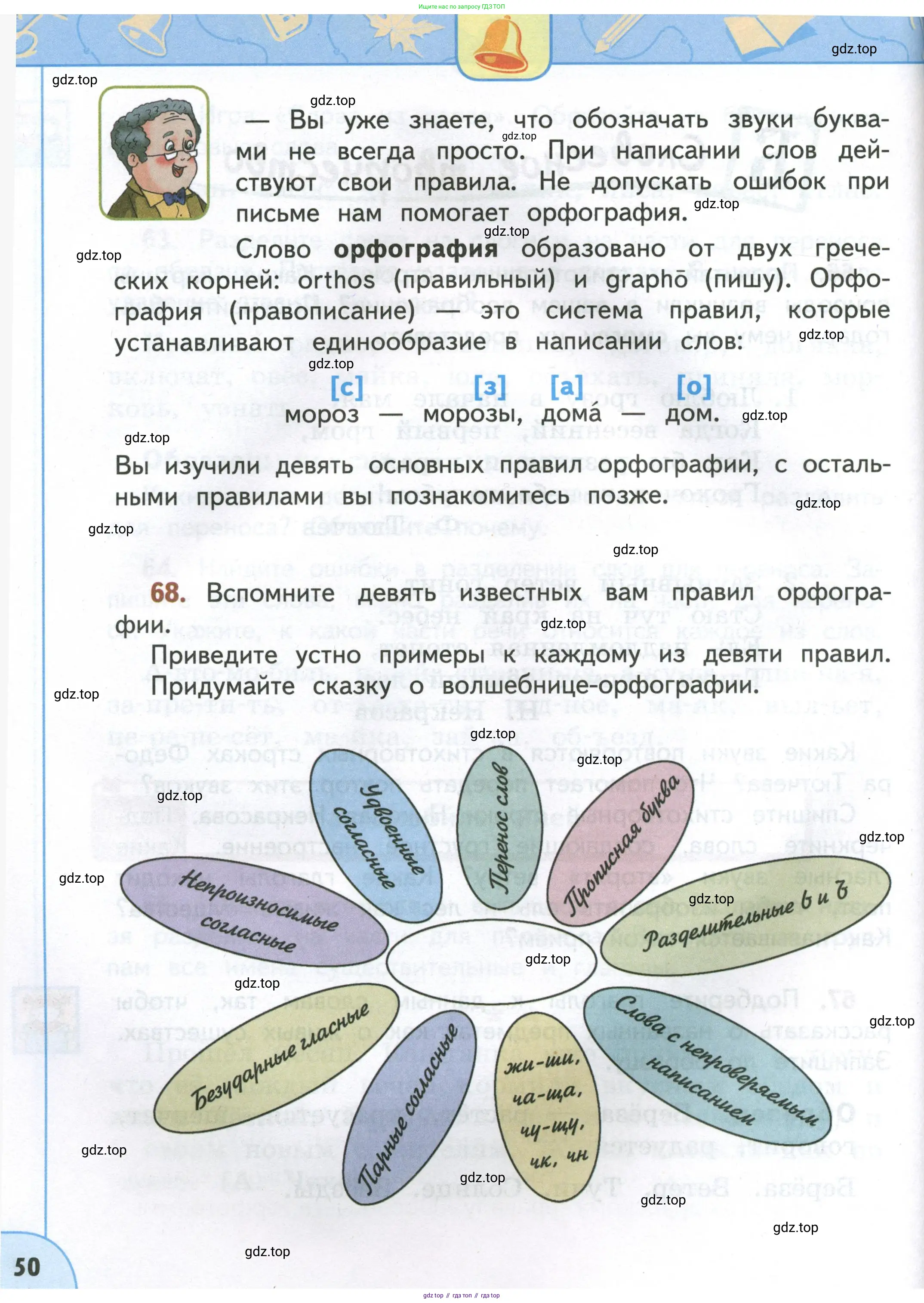Русский язык, 4 класс Учебник, авторы: Климанова Людмила Федоровна, Бабушкина Татьяна Владимировна, издательство Просвещение, Москва, 2019, белого цвета, Часть 1, страница 50